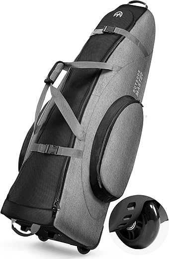 OutdoorMaster Padded Golf Club Travel bag with Wheels, 900D Heavy Duty Oxford Waterproof -Alligators - Black + Gray