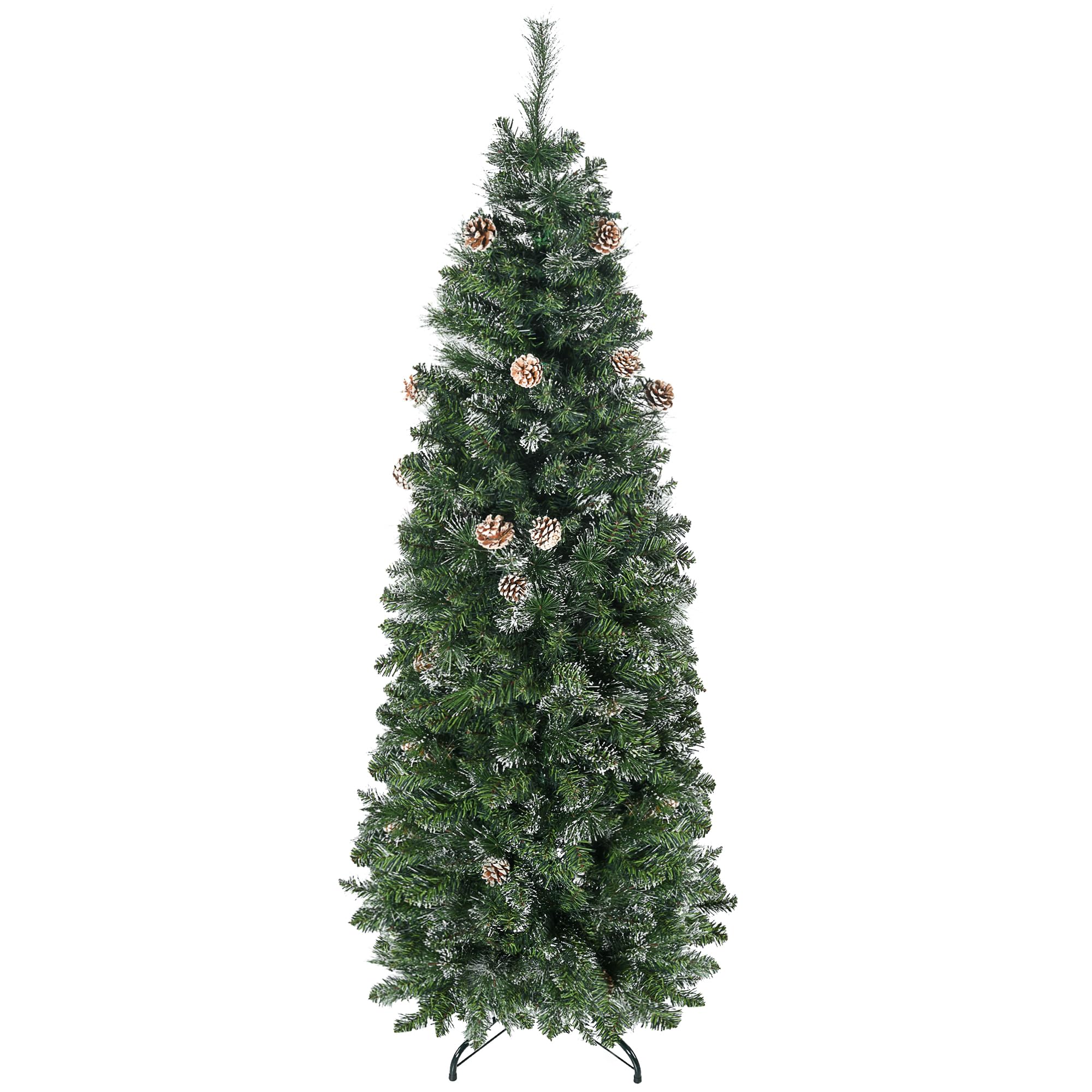 HOMCOM Albero di Natale 180cm con Pigne e 618 Rami Ignifughi Artificiale