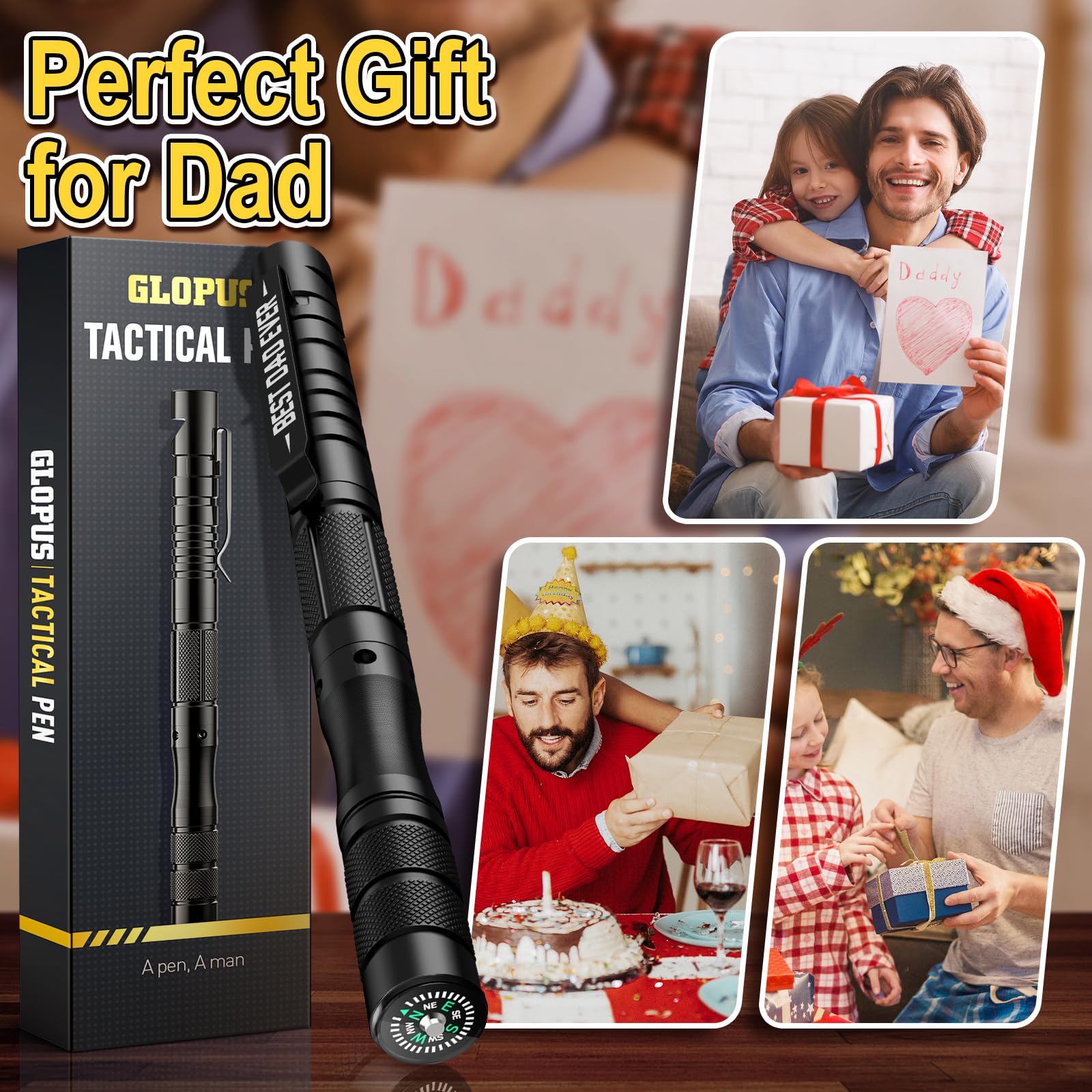 Father's Day Gifts from Daughter/Wife, Tactical Pen Gifts for Men, Multitool Pen, Dad Gifts for Fathers Day, Cool Gadgets for Men, Tactical Survival Gear for Camping and Hiking