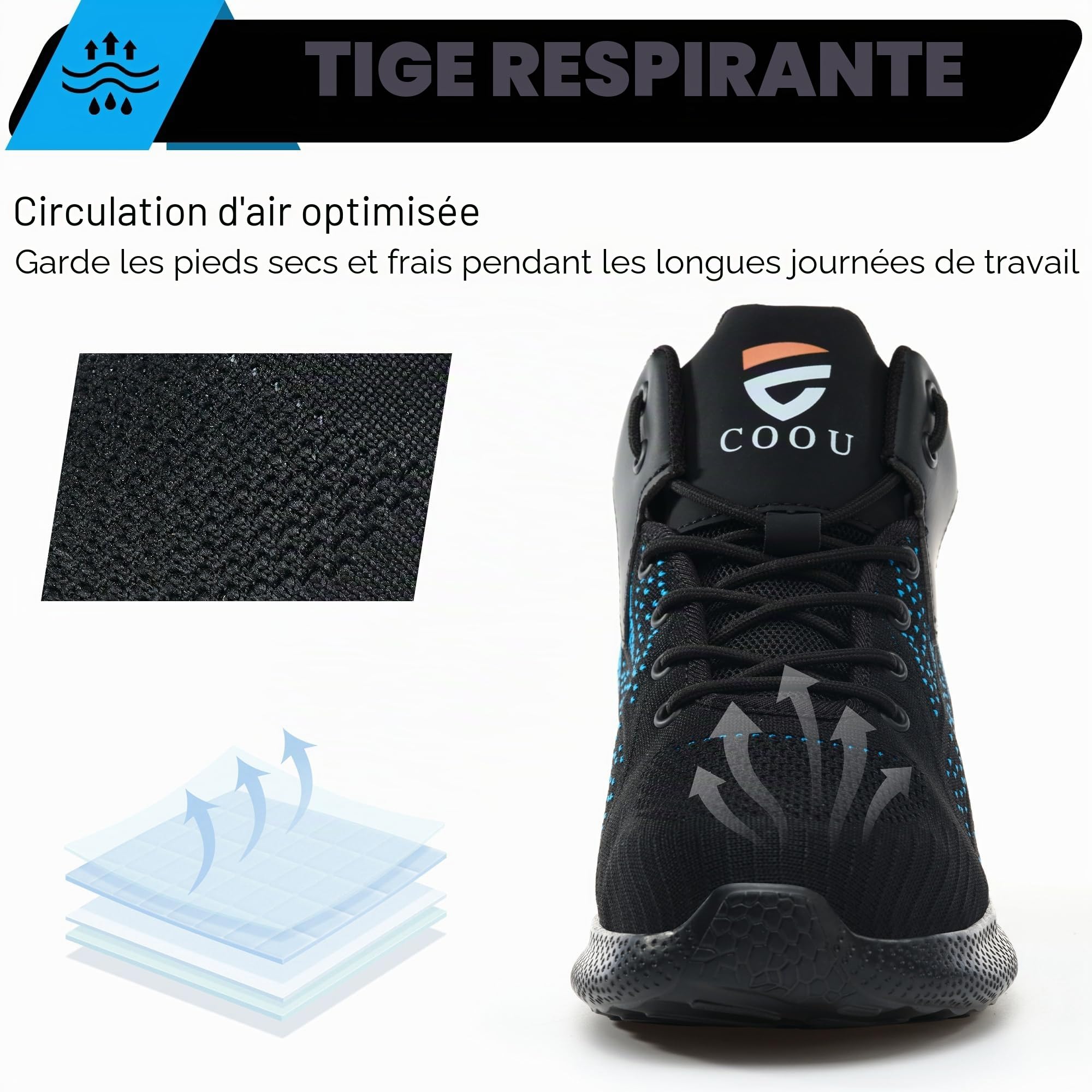 Chaussures de Sécurité Hommes Femmes Montante Basket de Sécurité Haute Légère Chaussures de Travail Embout Acier Confortable 35-48 EU