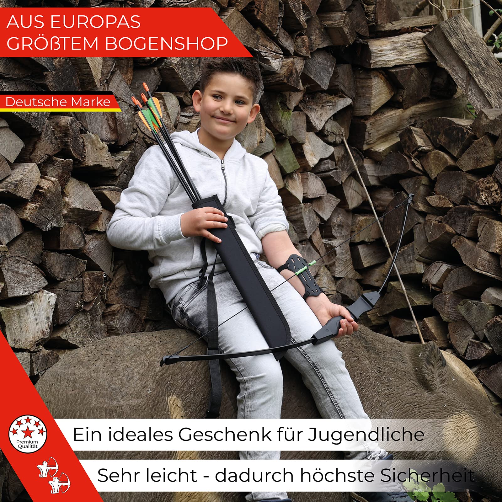 Youth Pfeil und Bogen Set 10–20 lbs Jugendbogen mit 8 | Pfeilen, BSW-Flitzebogen Youth Pfeil und Bogen Set 10–20 lbs Jugendbogen mit 8 Pfeilen, Zielscheibe