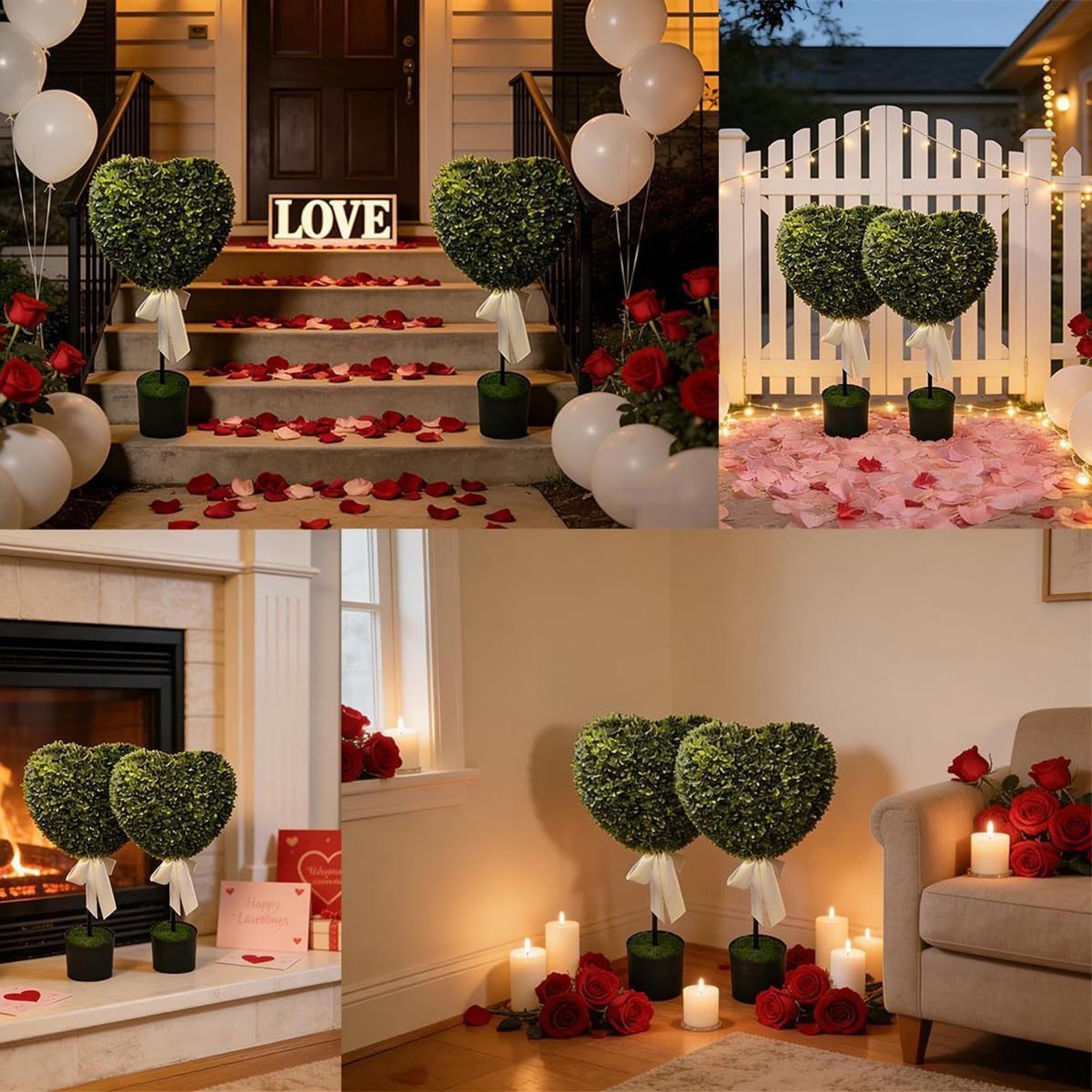 Topiaria Artificial Decoración San Valentín Corazón Artificial Hogar