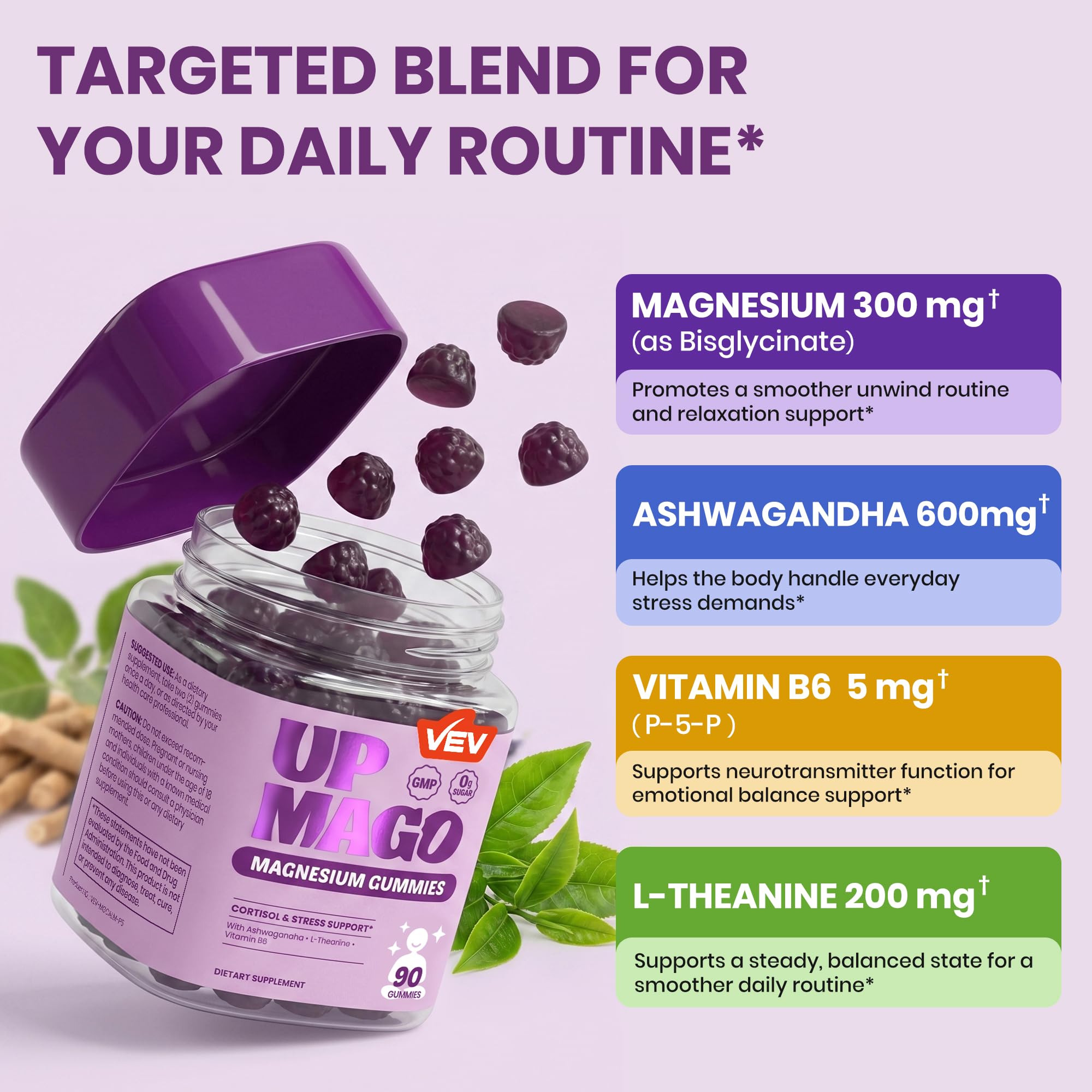 VEV UPMAGO Magnesium Bisglycinate Gummies, 90 Gummie — Amazon image 3