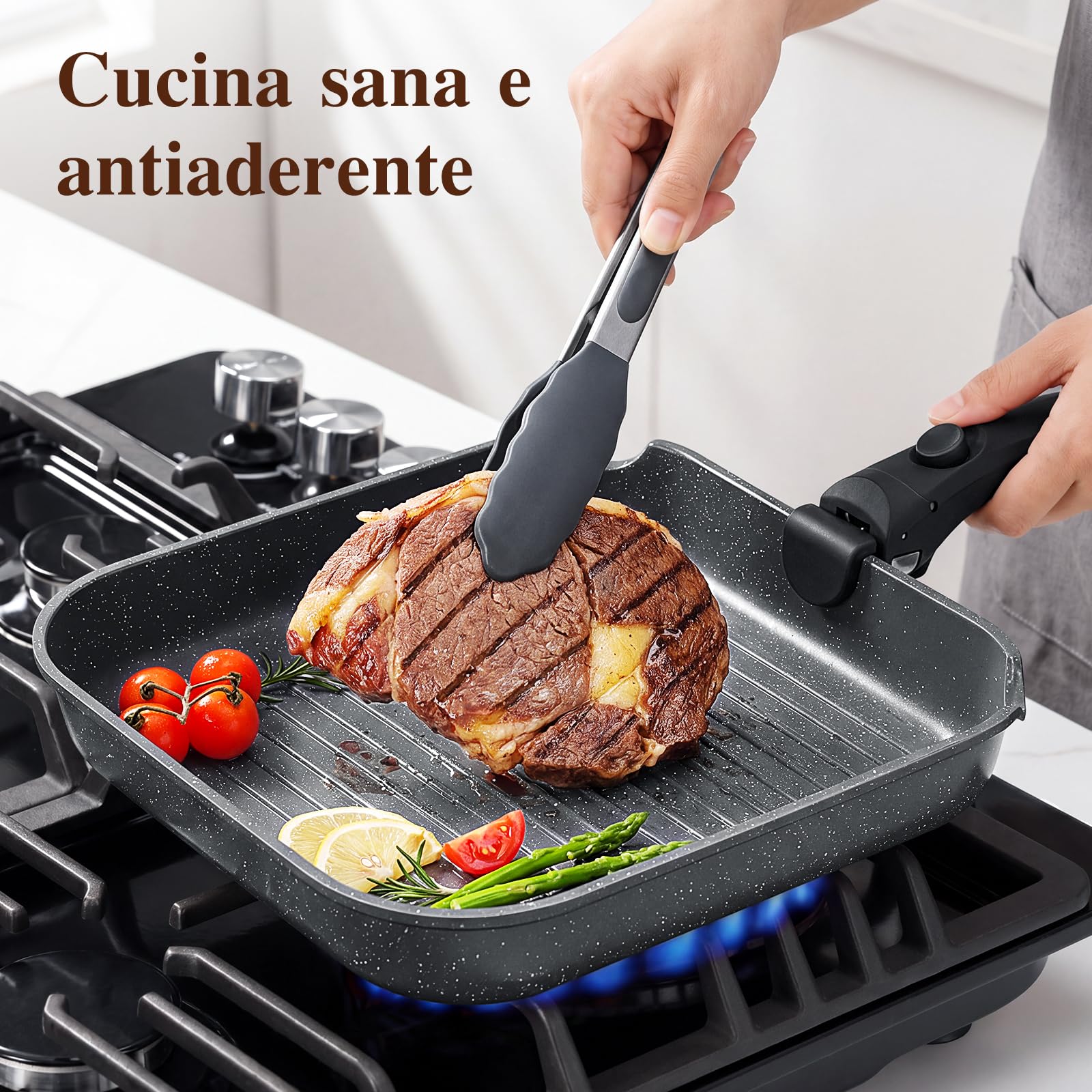 GiPP 19 Pezzi Set di Pentole Antiaderente Compatibile Induzione, Nero