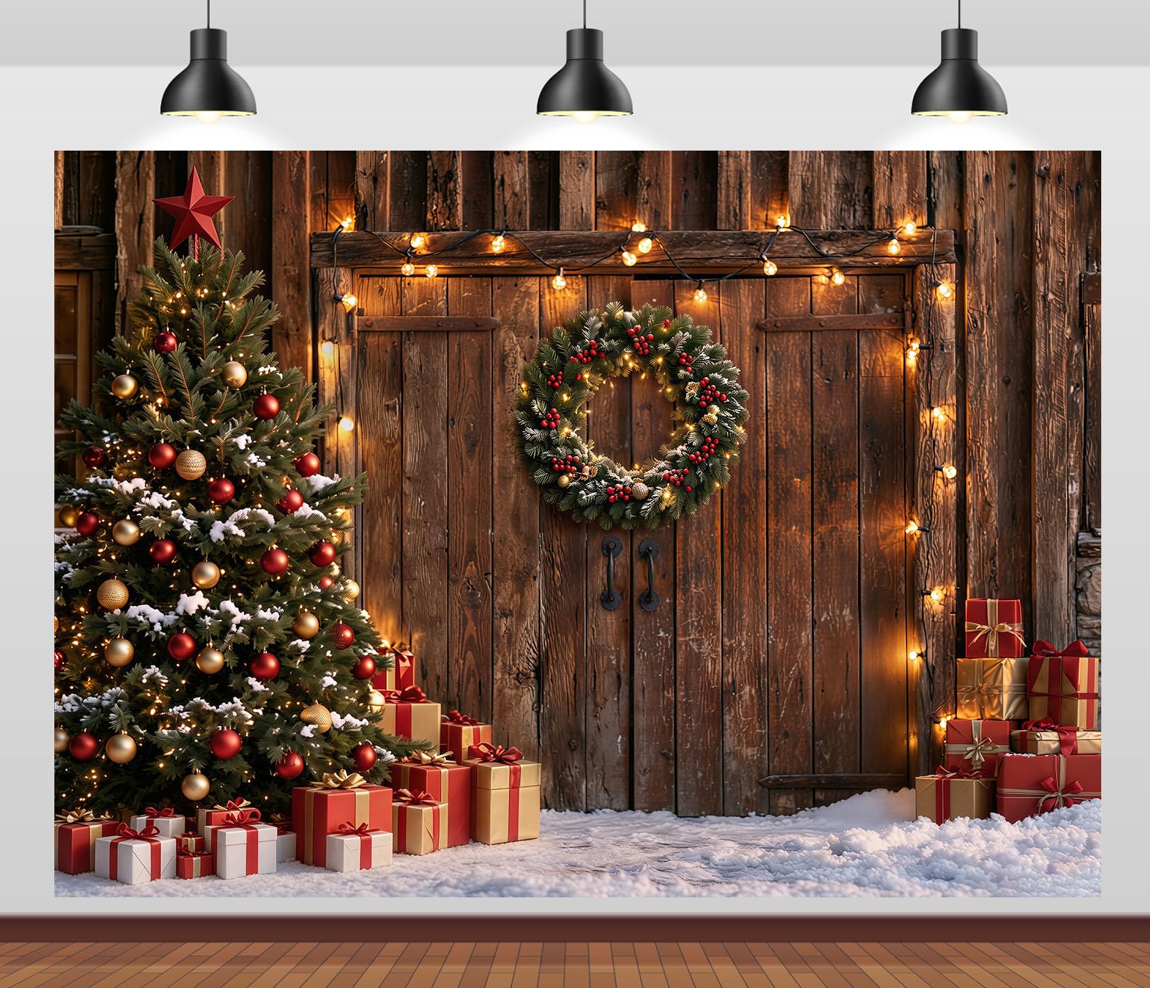 12x10FT Baita di Natale Innevata Sfondo Fotografico