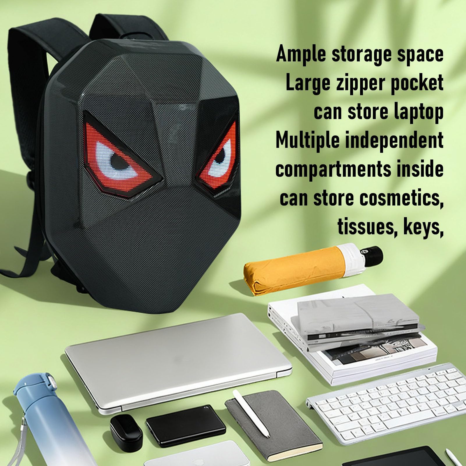 Fafeicy LED-Rucksack, Programmierbarer LED-Bildschirmrucksack mit 40 X 48 Pixel Farbdisplay, APP-Steuerung für Benutzerdefinierten Text und Animation
