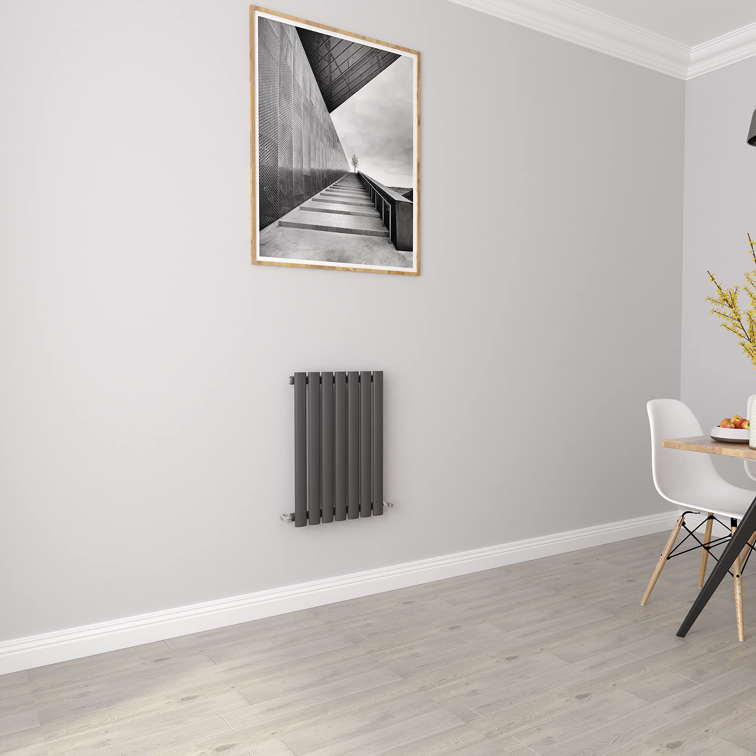 Biubiubath Anthracite Radiators Horizontal Oval Single Panel Designer Small Radiator 600X413mm Central Heating Radiators