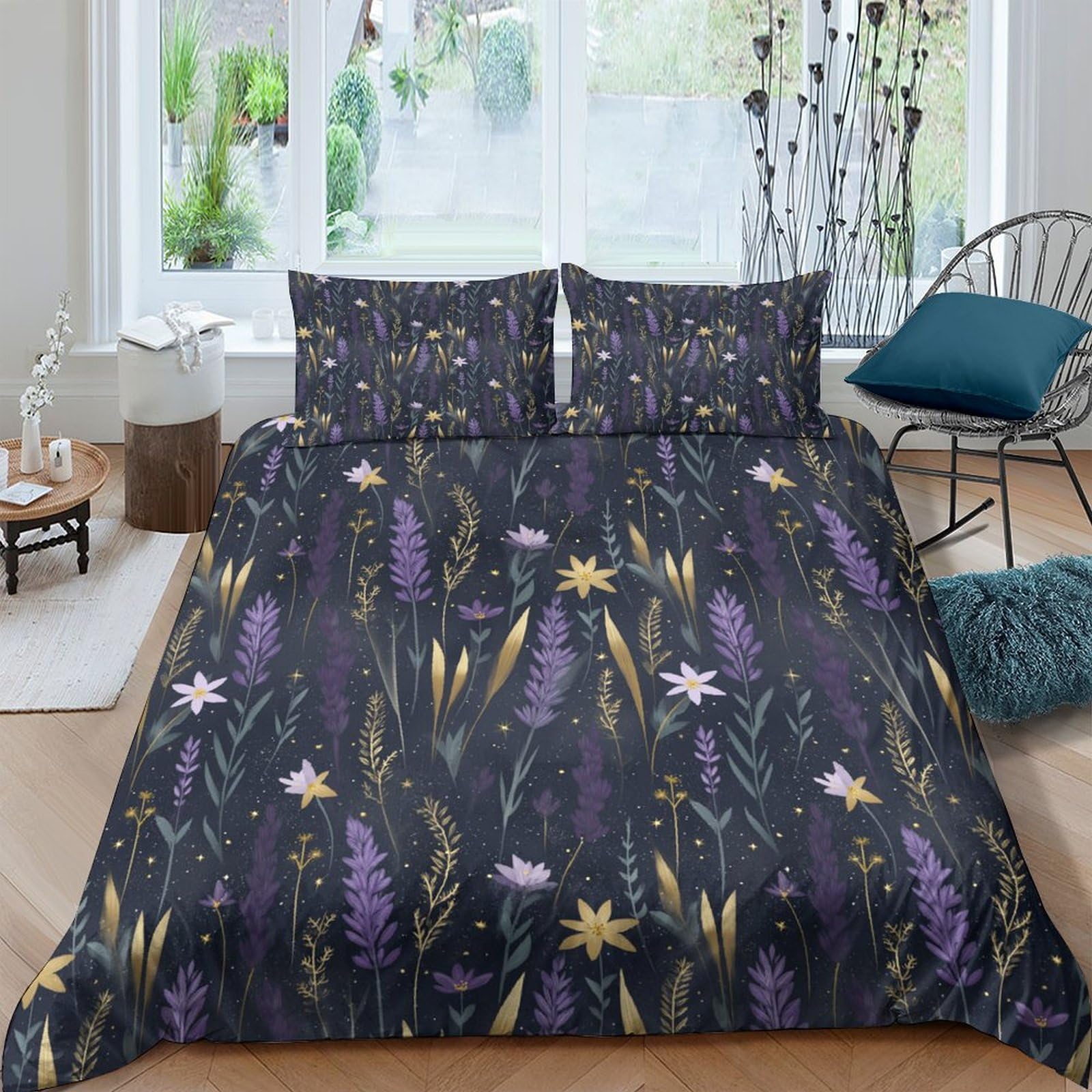 Ctjqhvkz Style-6 3D Printed Night Botanical Fitted Sheet Microfiber Soft Dark Floral Mattress Cover For Bedroom Guestroom Decor Single（135X200cm）