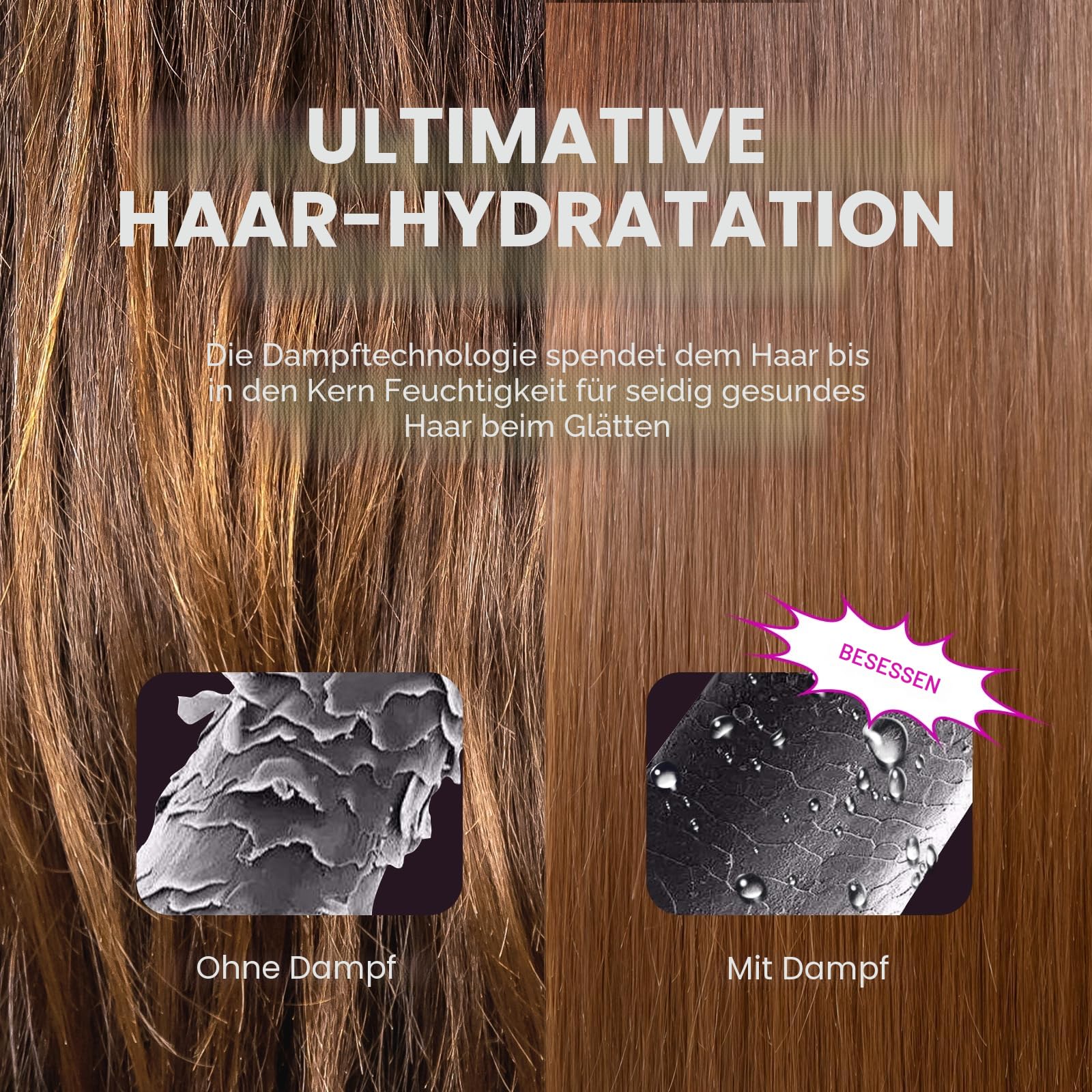 Wavytalk Pro Steam Glätteisen Bürste Steamline Pro Glätteisen Bürste | 3-in-1 Glättbürste für lockiges Haar, schnelle Salon-Ergebnisse mit weniger Schäden, Anti-Frizz und Haarpflege