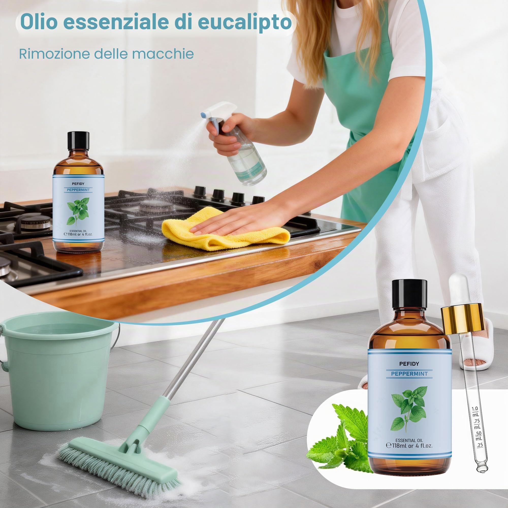 Olio Essenziale Menta Piperita 118ml – Olio di Menta 100% Naturale – Ideale per L'aromaterapia, Candele Profumate, Diffusori, Lampade Aromatiche, Aria Fresca e Saponi