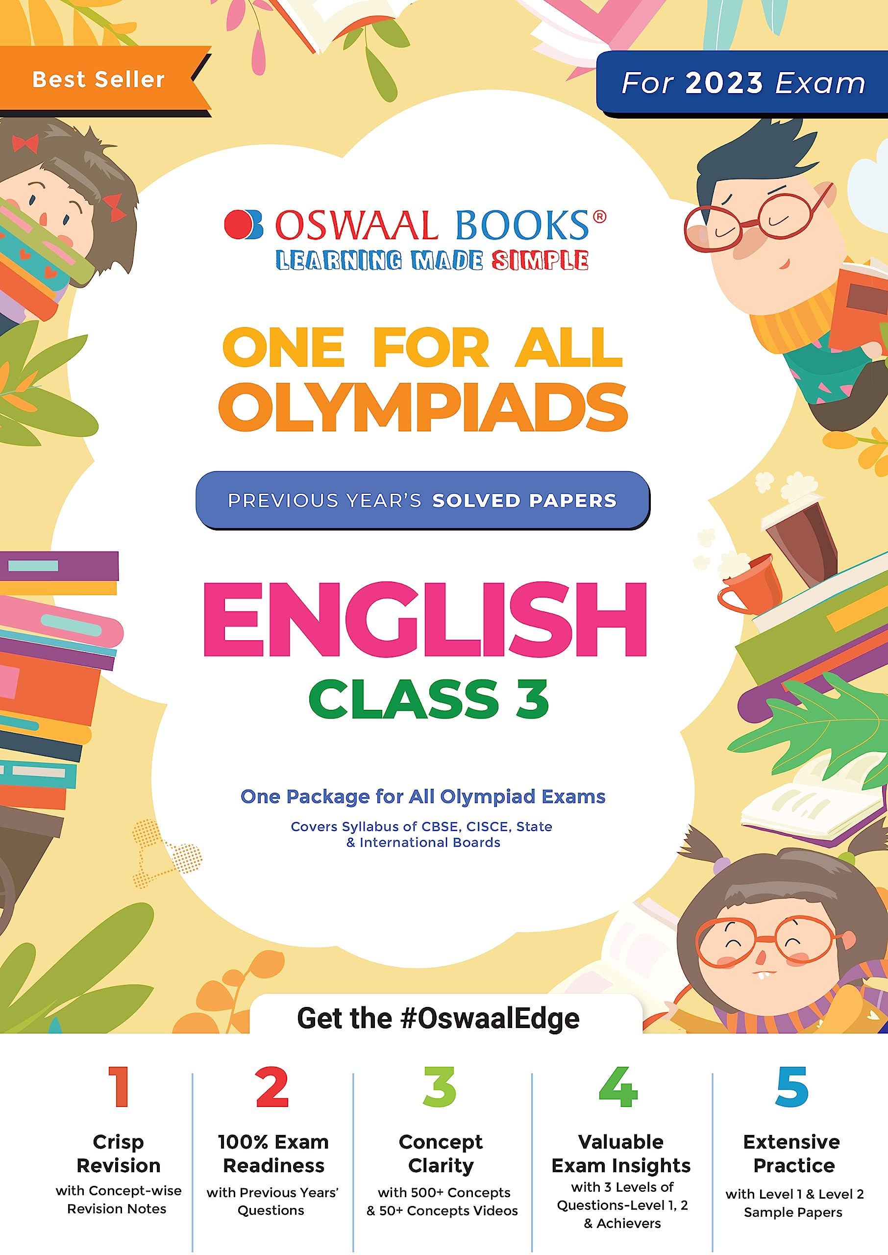 Oswaal One For All Olympiad Previous Years' Solved Papers, Class-3 English Book (Useful book for all Olympiads) (For 2023 Exam)