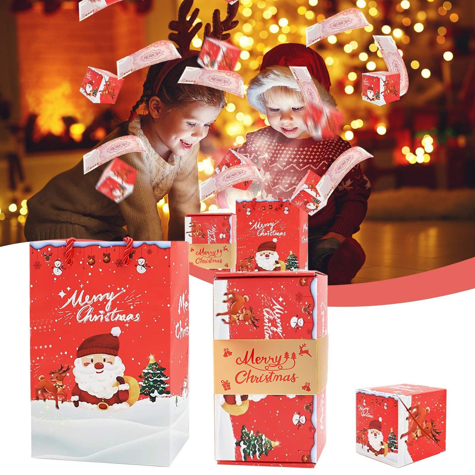 Surprise Gift Box Explosion for Money, DIY Unique Folding Bouncing Cash Pop Up Gift Boxes for Birthday, Christmas, Anniversary, Valentine's Day (Red A - 18 sheets)