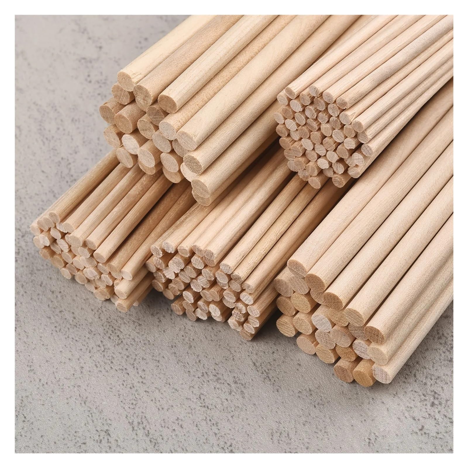 Drewniane pręty kołkowe, Okrągłe drewniane patyczki o średnicy 3 mm i 5 mm, różne rozmiary, do majsterkowania i obróbki drewna(B 5x150mm 50pcs)