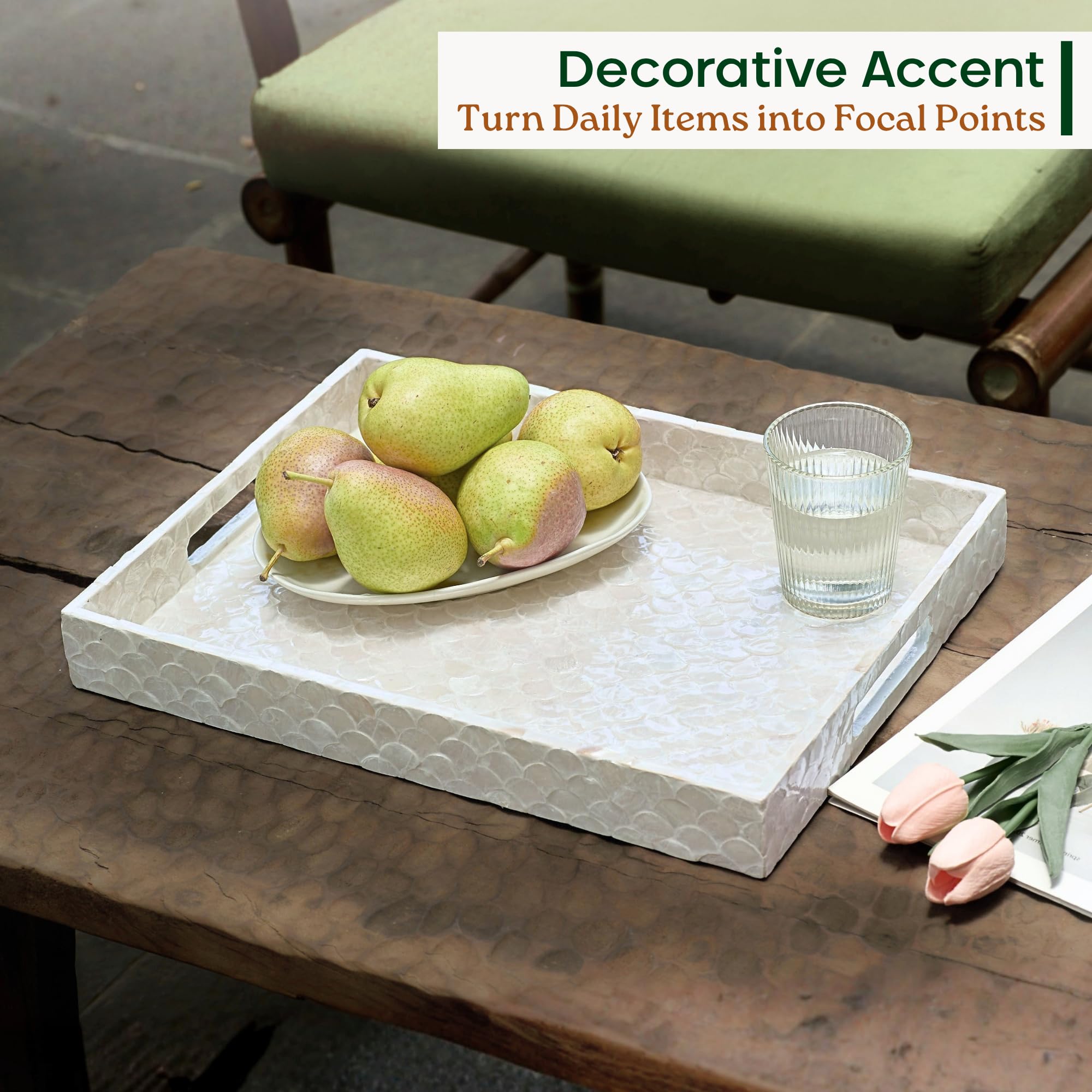 Amazon.com: CHI AN HOME Capiz Decorative Tray 15.8” x 11.8” x 1.8
