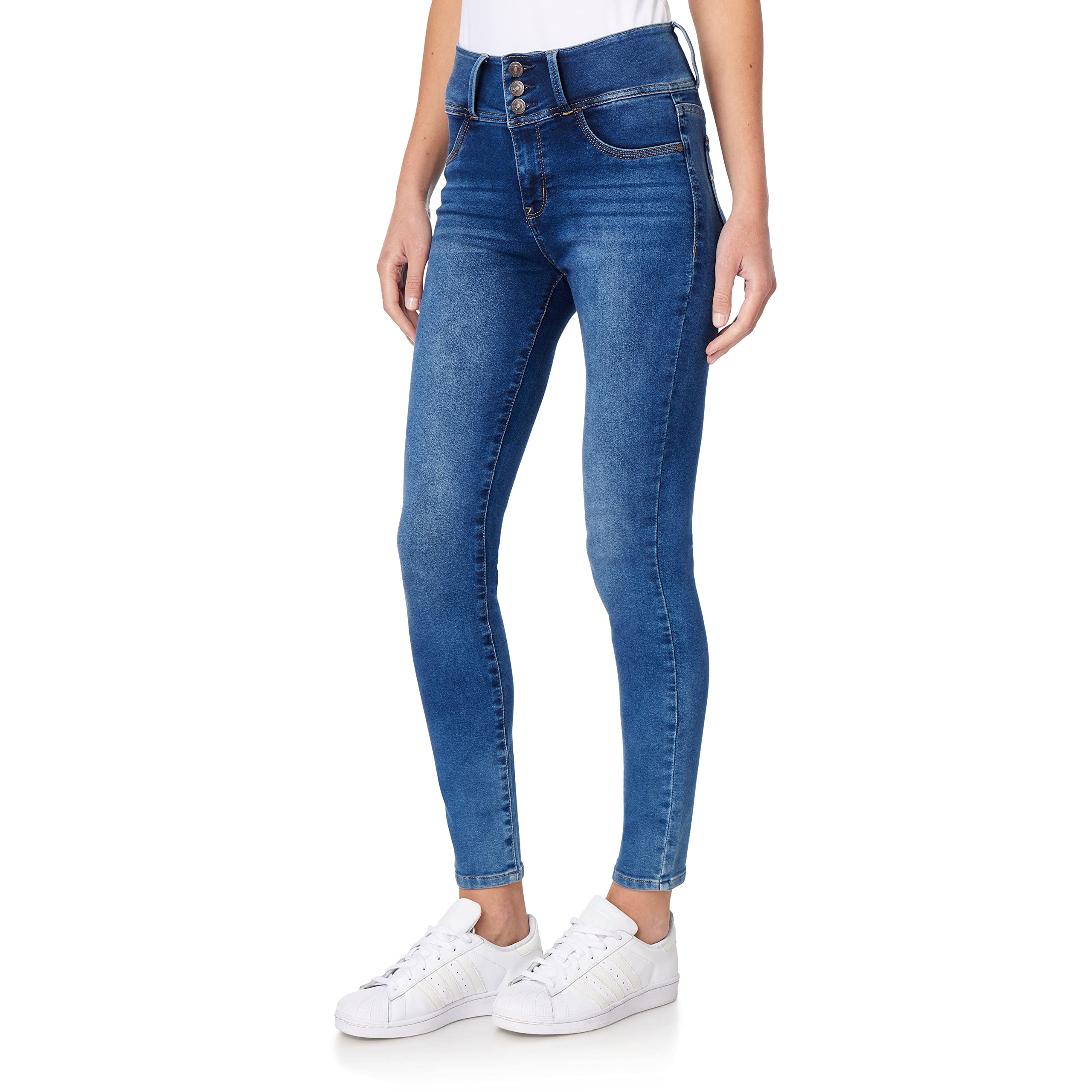 WallFlower Women's High-Waisted InstaSoft Sassy Skinny Jeans, Kelly, 15 Short