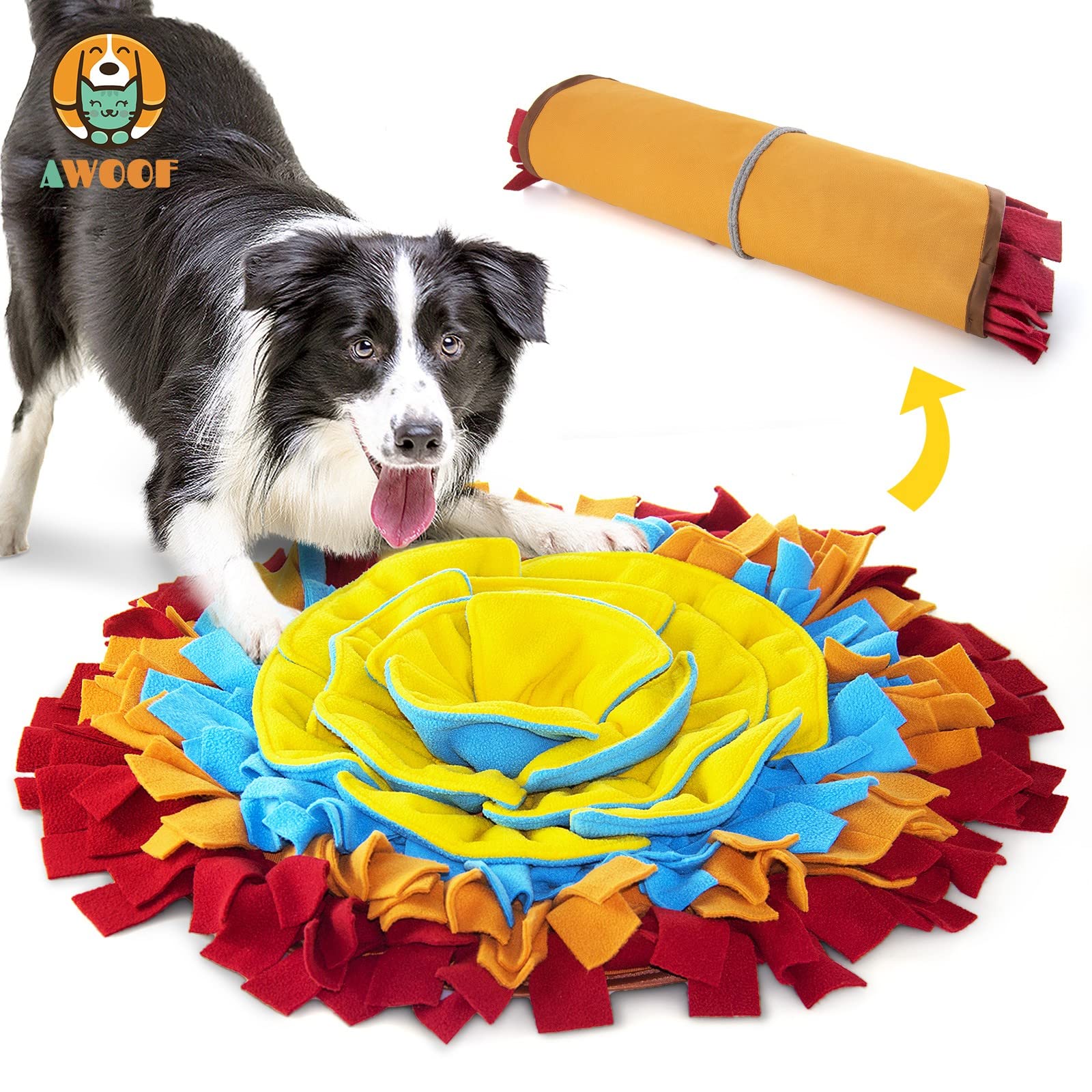 AWOOF Pet Snuffle Mat for Dogs, Interactive Feed Game for Boredom, Encourages Natural Foraging Skills for Cats Dogs Bowl Travel Use, Dog Treat
