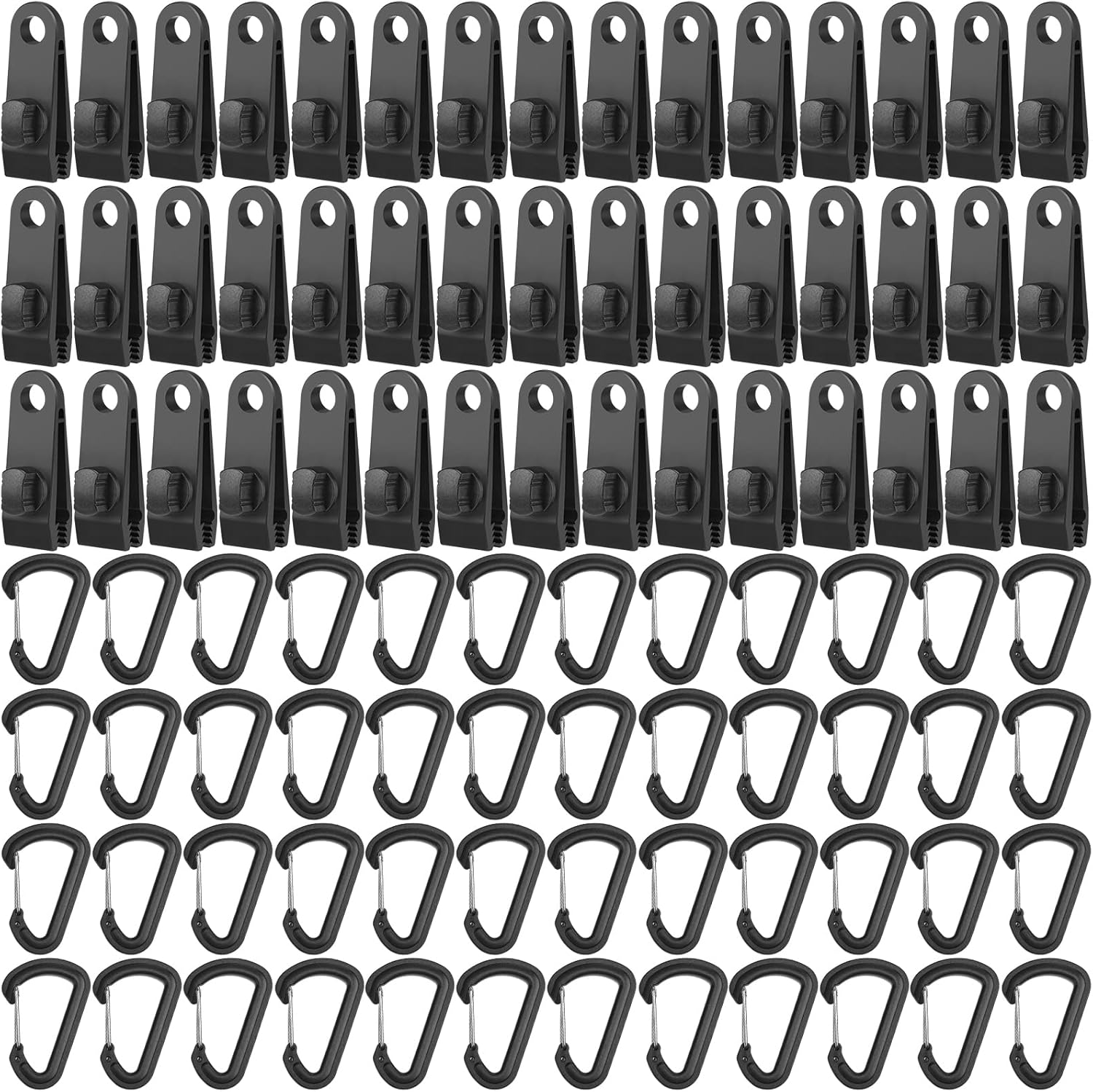 72 Pcs Tarp Clips Heavy Duty Lock Grip D Shape Spring Buckle Set Tarp Clips with Spring Buckle