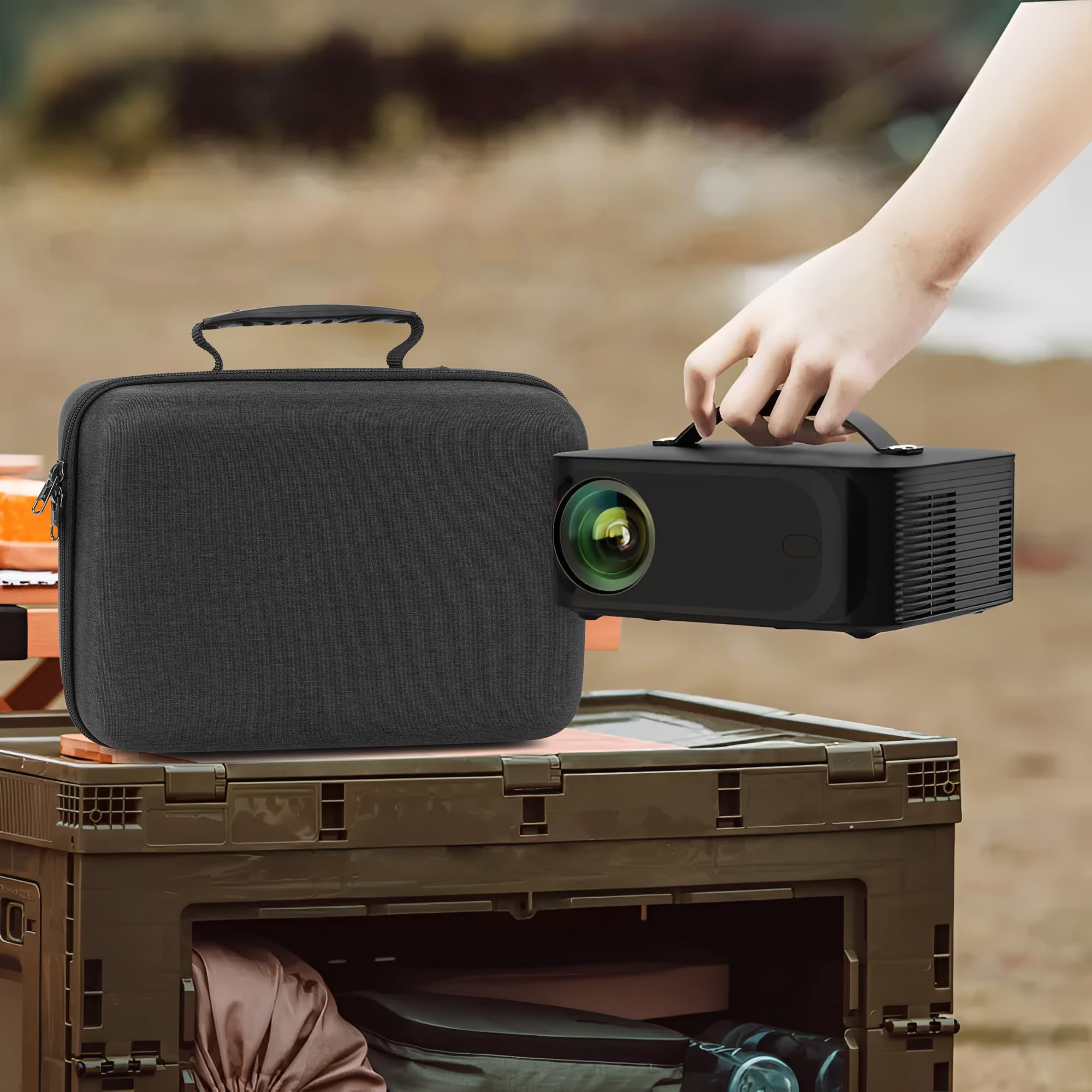 Geekria Hartschalen-Tragetasche, kompatibel mit ONOAYO ONO3Pro, Lisowod L61Pro, Outdoor 4K-Projektor-Tragebeutel (Dunkelgrau)