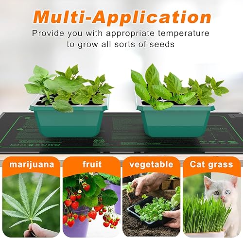 Miniatura 5 de Alfombrilla térmica de 20 x 20.5 pulgadas, almohadilla térmica hidropónica cálida para germinación, jardinería interior, invernadero