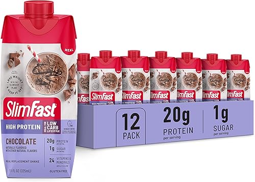 Miniatura 2 de SlimFast Protein Shake & Atkins Milk Chocolate Delight - Batido de proteínas, 0.55 onzas de proteína, bajo índice glucémico, 0.07 oz de