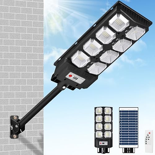 Luces de inundación solares para exteriores - Luz con sensor de movimiento impermeable al aire libre - Luces de seguridad solares LED de 150 W para