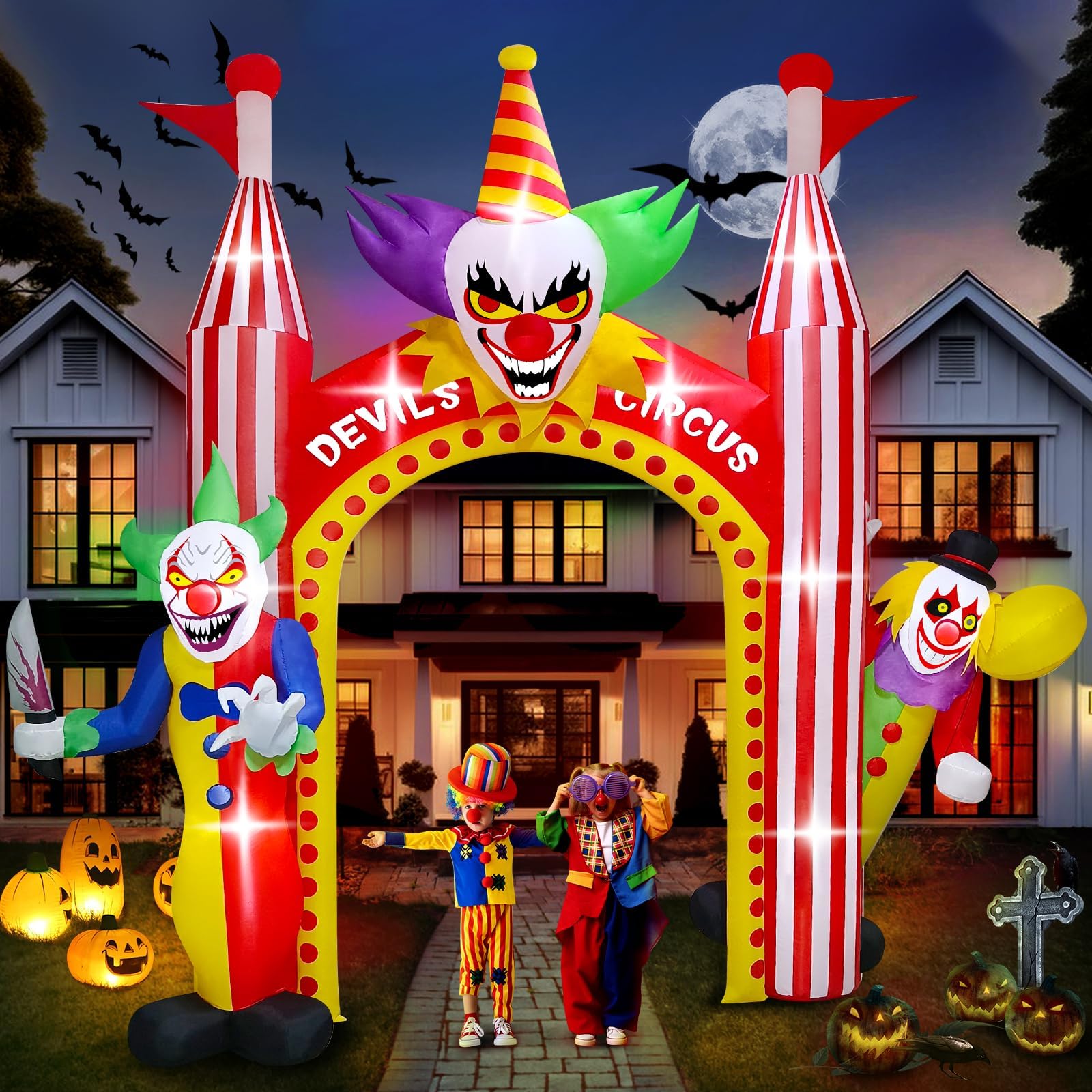 Kalolary 12FT Tall Halloween Inflatables Clown Archway Outdoor Decorations โ image 1