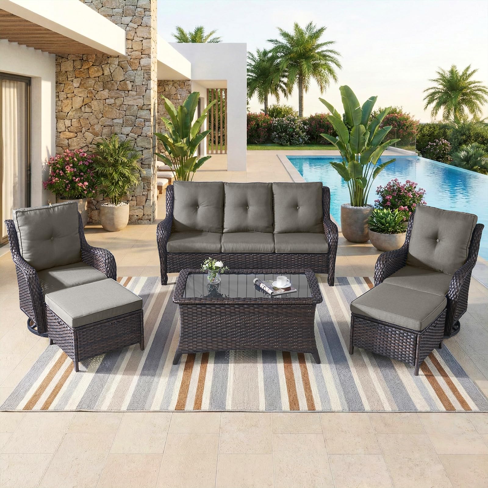 Opohoro 6-Piece High Back Patio Furniture Set