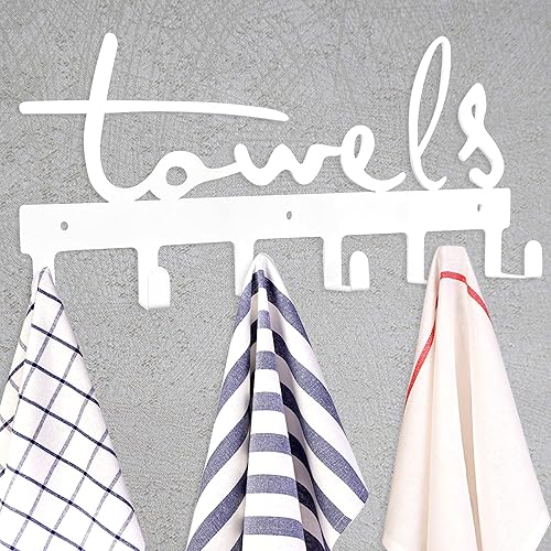 Goutoports Toallero para montaje en pared, soporte de toalla de baño, decoración de baño, soporte de metal, 6 ganchos, resistente al óxido e