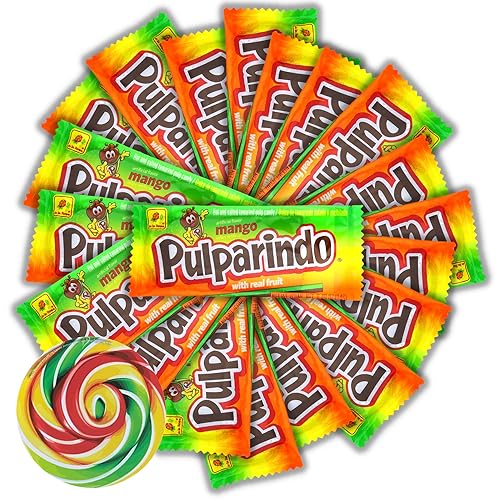 Bolsa de dulces mexicanos a granel, De La Rosa Pulparindo sabor sandía, regalos de fiesta de cumpleaños envueltos individualmente, 20 piezas (Mango)