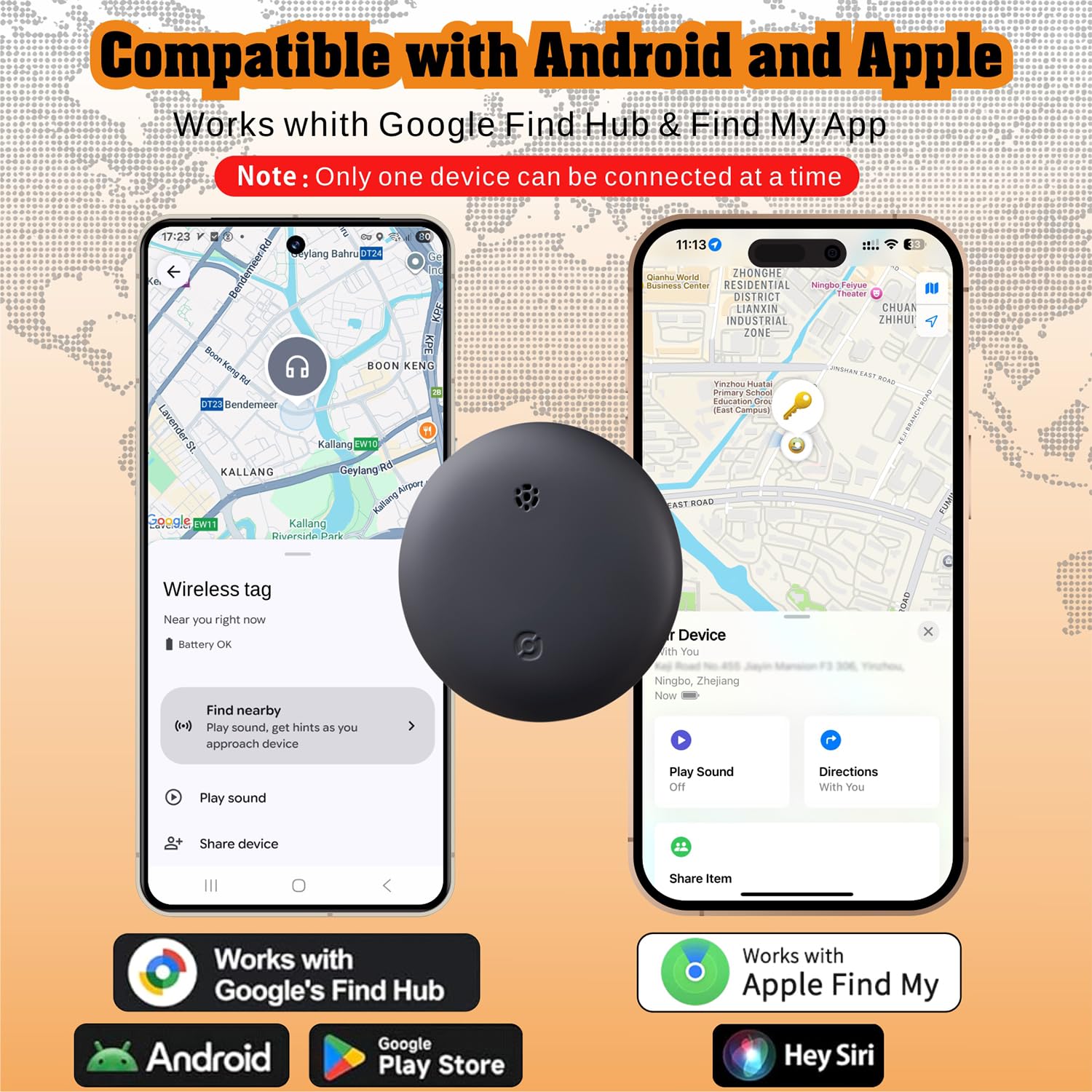 Reyke Tracker Tag, Compatible avec Apple Localiser et Google Find Hub | Tracker pour Android et iOS, un réseau à la fois, jusqu’à 100 dB, IP66, lot de 4, pour clés, sacs, valises et bagages