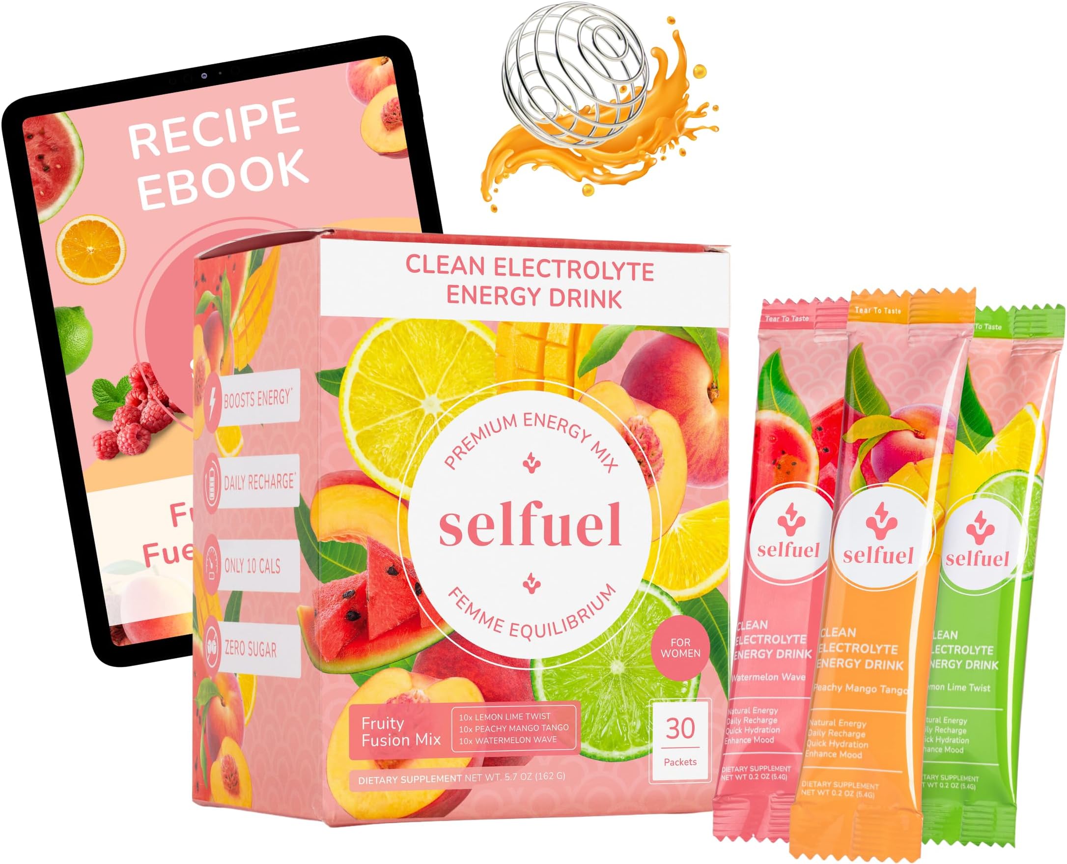 Energy powder drink mix for women, 30 Packets, Healthy