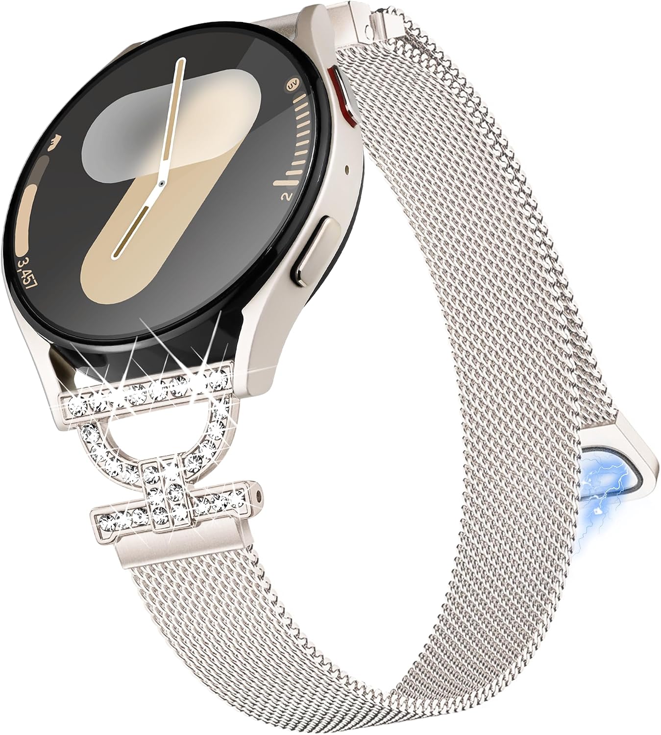 20 mm Metal Bracelet Compatible with Samsung Galaxy Watch 7 Fe 6 5 4 5 Pro Strap 44 mm 40 mm 45 mm Watch 6 Classic 47 mm 43 mm Watch 4 Classic 42 mm D-shaped Stainless Steel Metal Strap Polar Star