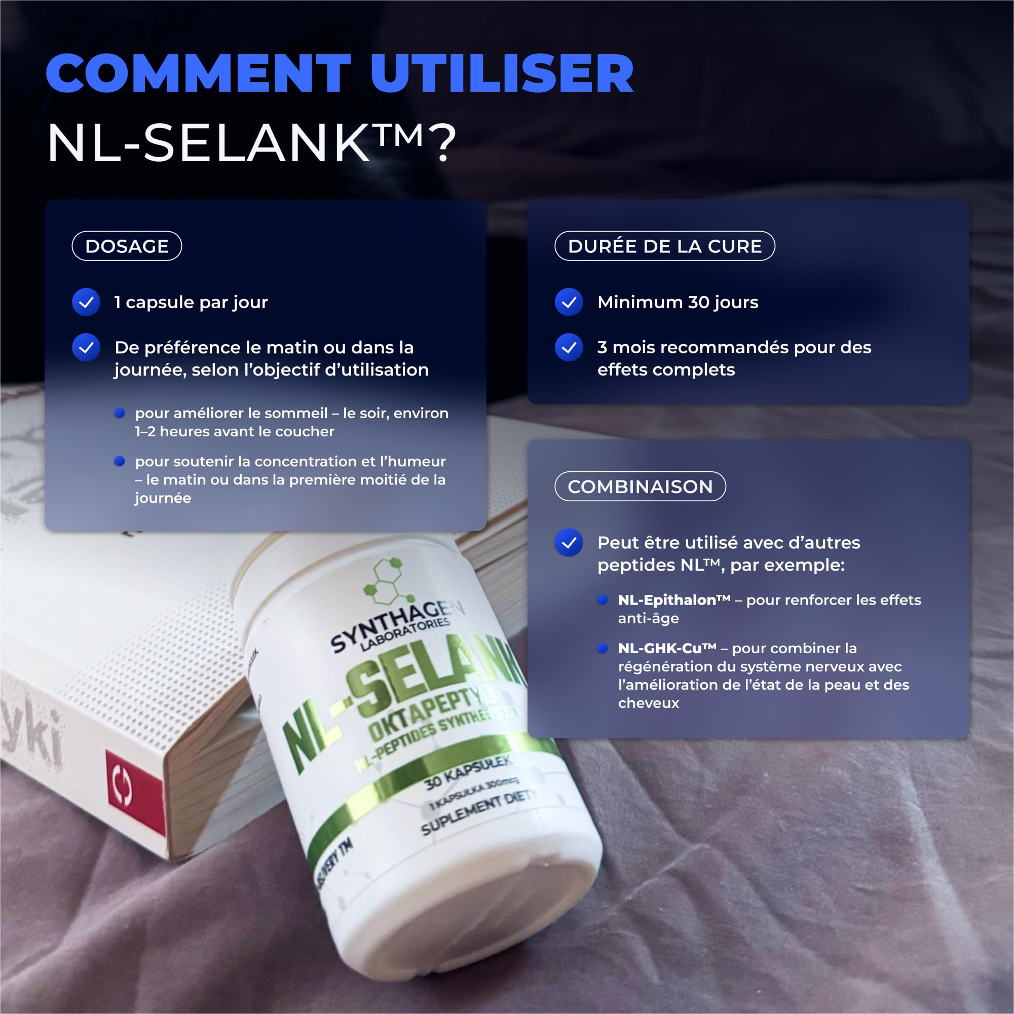 NL-SELANK - OCTAPEPTIDE - Pour Améliorer le Sommeil et Réduire l'Anxiété - Pour la Mémoire et la Concentration - Peptides pour le Soutien des Fonctions Cognitives