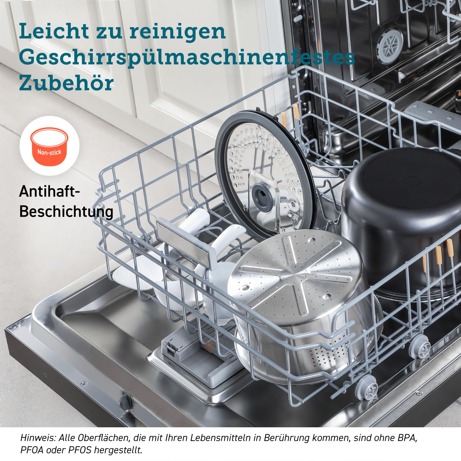 COSORI Reiskocher, Keramikbeschichtung, Rice Cooker 5 L, Multikocher mit 17 Programme, Fuzzy-Logik, Dampfgarer mit Edestahleinsatz, Warmhaltefunktion, Timer, Schwarz