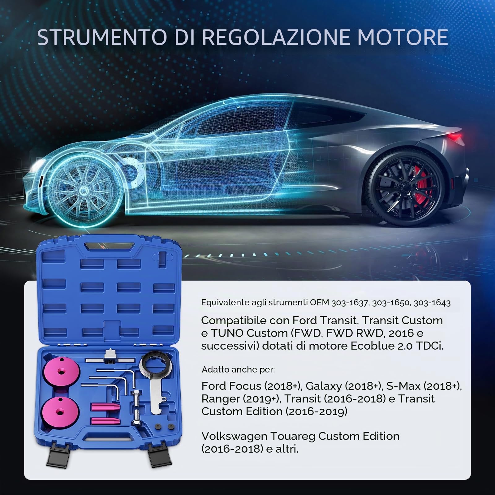 Strumento di sincronizzazione per Ford 2.0 Ecoblue TDCi Diesel, Kit di regolazione, blocco albero a camme, blocco benzina