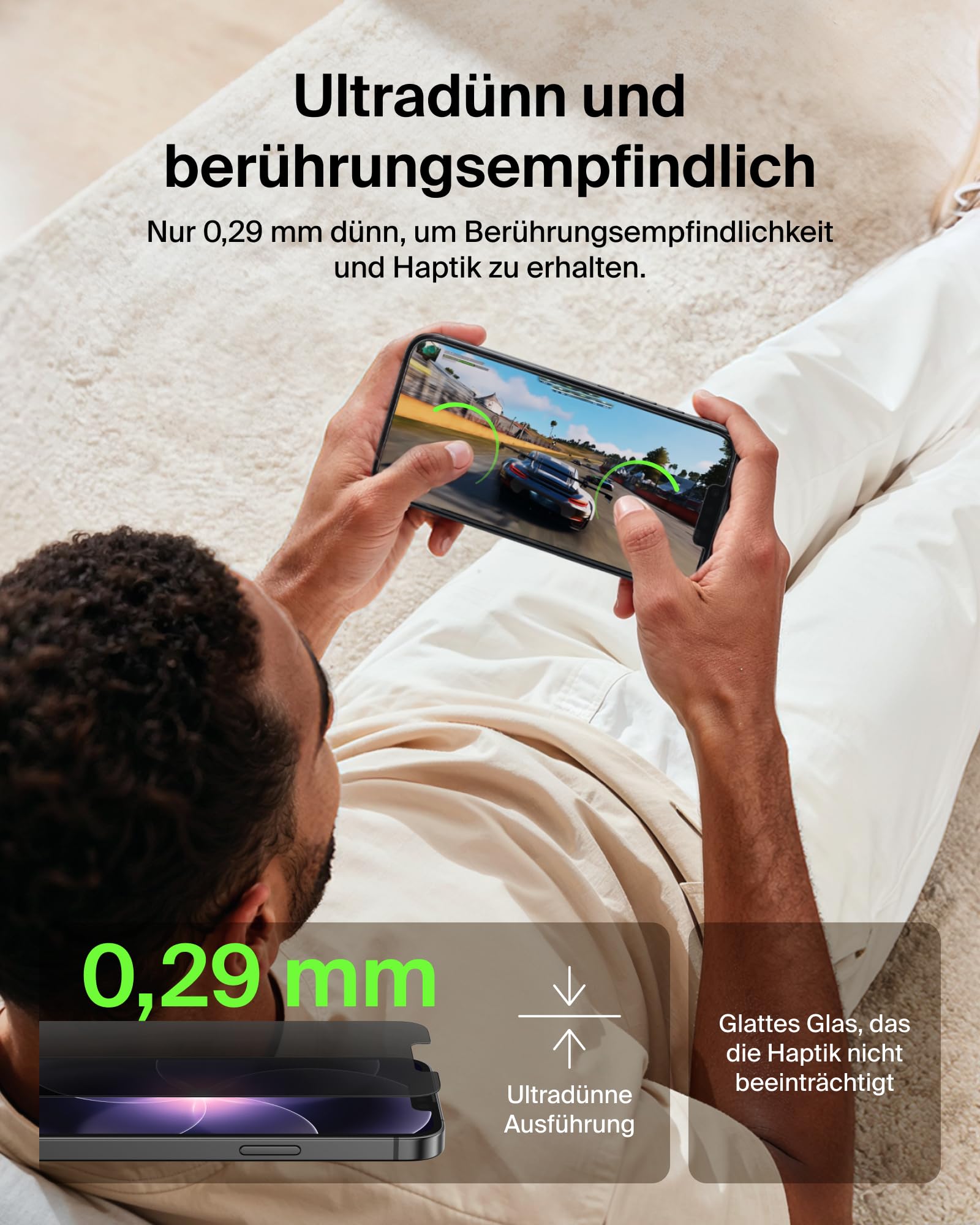 Belkin Titan SmartShield Sichtschutz für iPhone 17e, Kratzfester Stoßschutz, Anti-Fingerprint, Geeignet für Hüllen, Ultradünne Schutzglas mit Positionierungsschale zur Anbringung