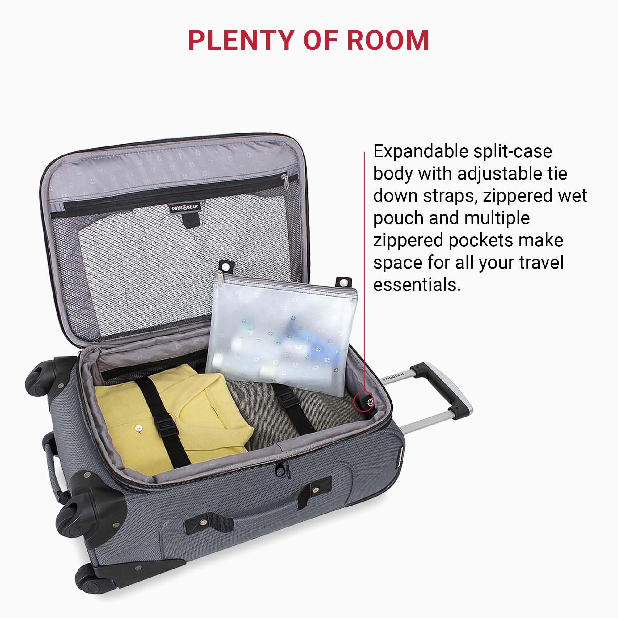 SwissGear Sion Softside Expandable Luggage, Dark Grey, 2-Piece Set (21/29), Sion Softside Expandable Luggage view 4