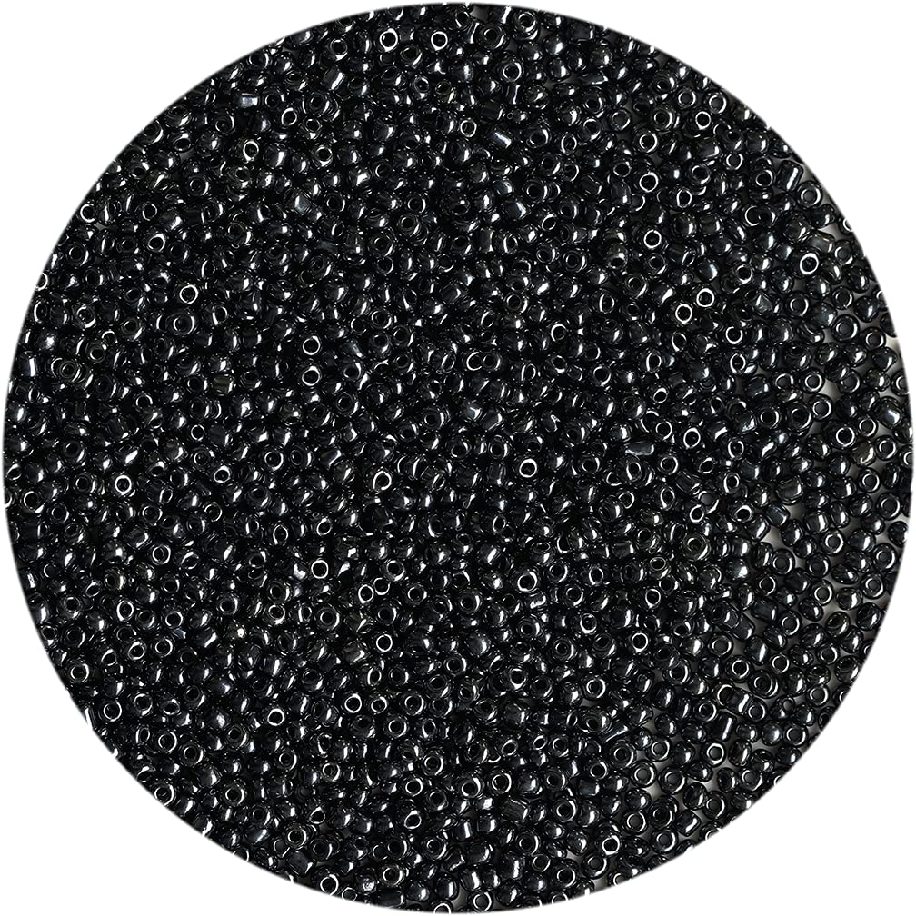 Seed Beads 110 Grams About 4000pcs, 3mm 8/0 Black Pearl Glass Craft Beads for Making Earrings Bracelets, Pendants