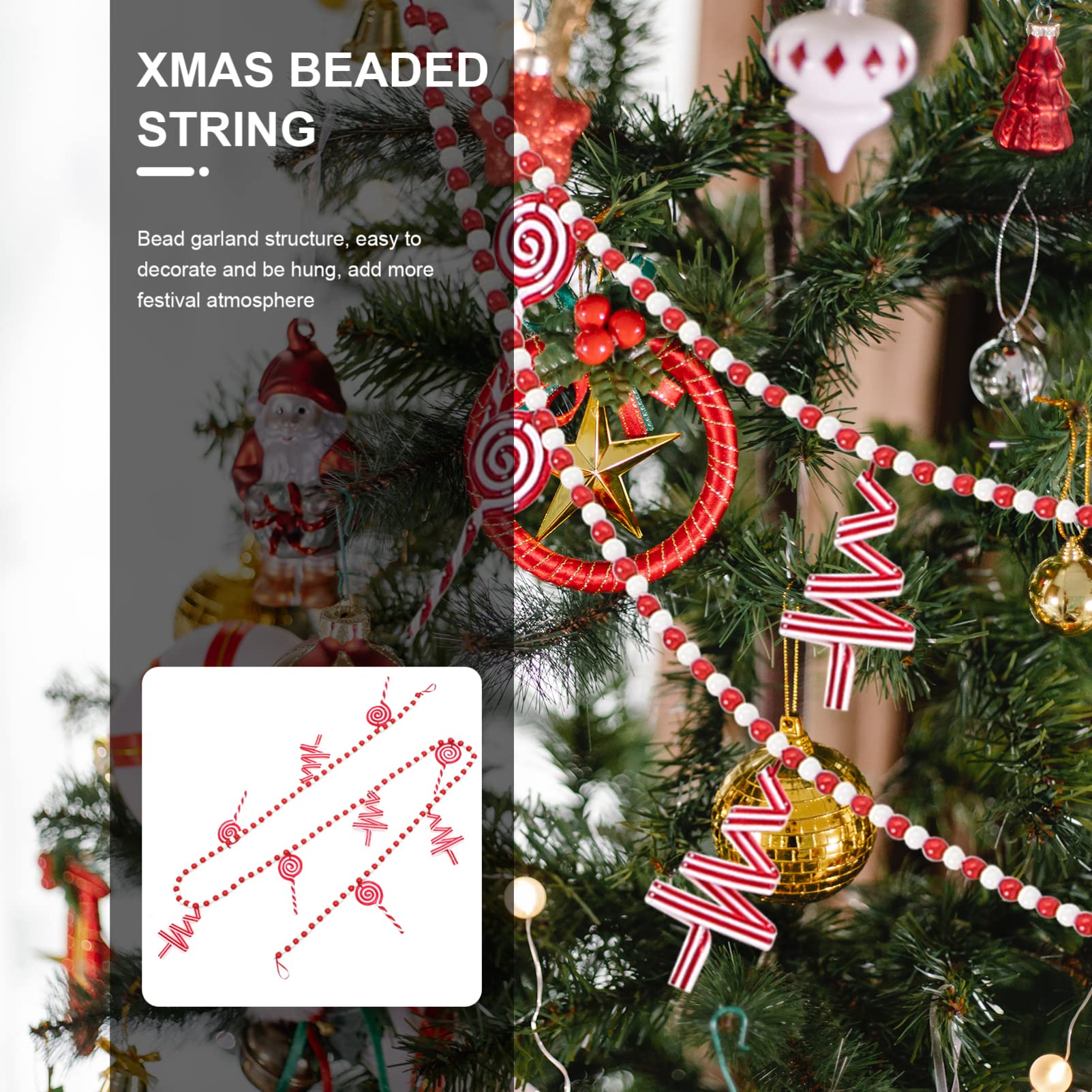 Alipis 3stücke Xmas Beads Garland Holzperlen Weihnachtsbaum Dekoration Wandhängende Ornament Für Festliche Anlässe Leicht Und Langlebig Für Zuhause Party Restaurant Und