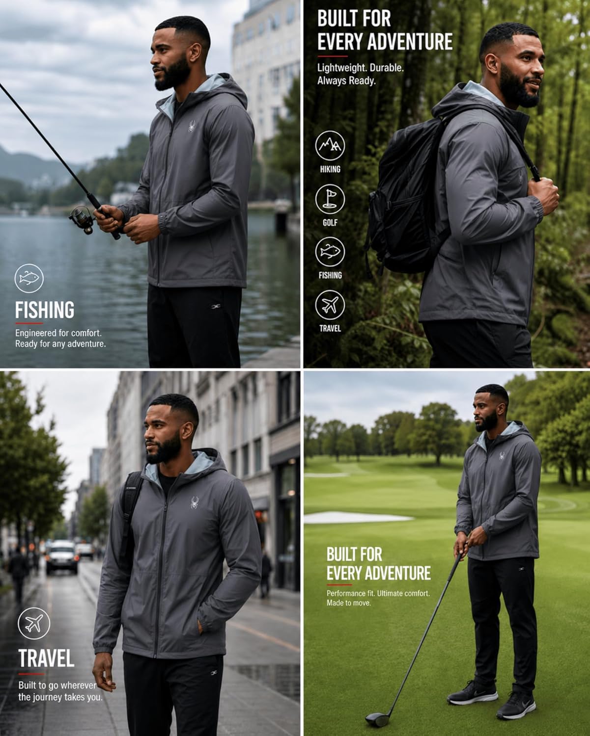 Spyder Mens Rain Jacket - Waterproof Lightweight Hooded Windbreaker, Outerwear Jacket for Golf, Hiking and Outdoor (S-XL)
