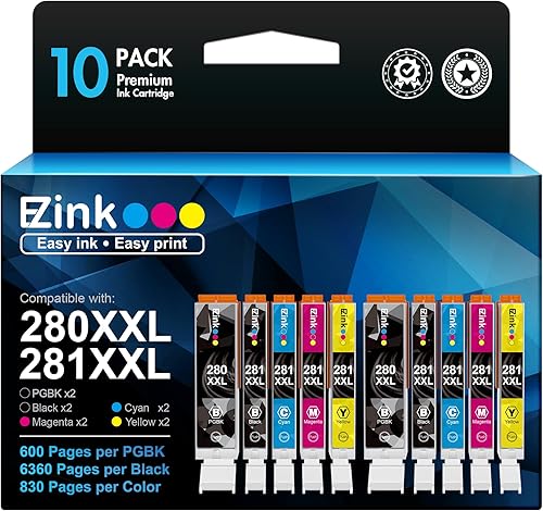 E-Z Ink Cartucho de tinta compatible (TM compatible con impresora Canon 280 281 PGI-280XXL CLI-281XXL compatible con PIXMA TR7520 TR8520 TS6120