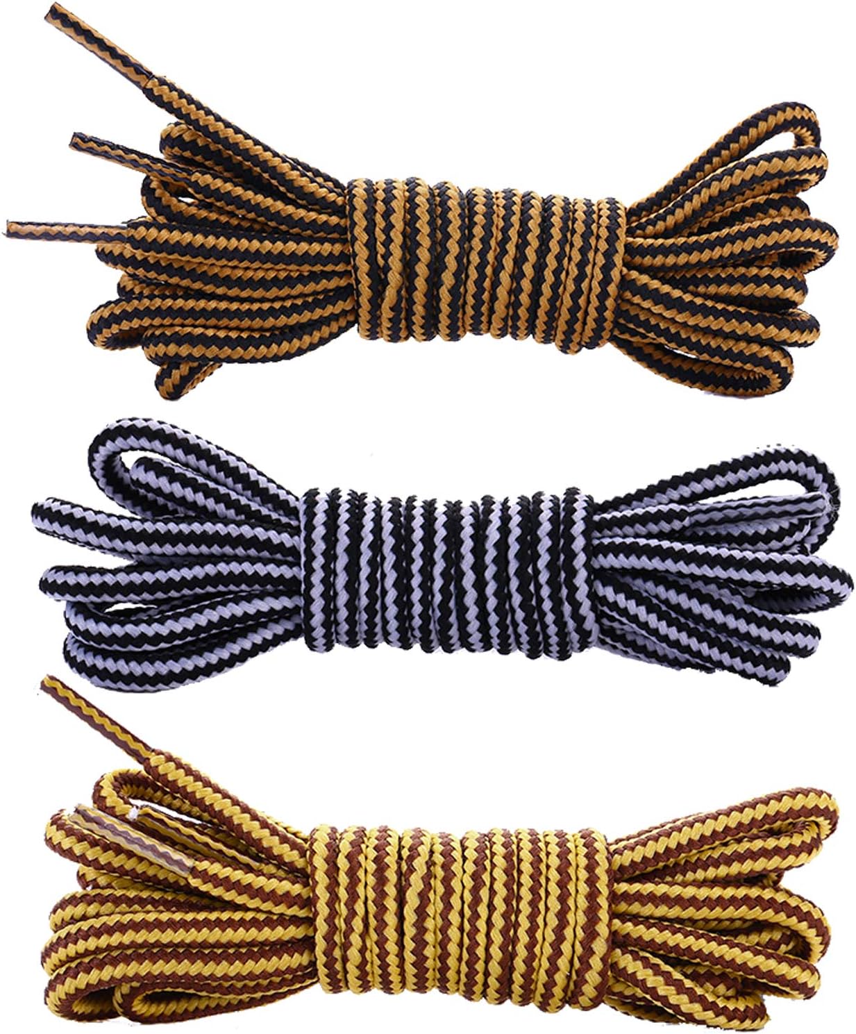 View of Round Boot Shoes Laces, 3 Pairs Heavy Duty Durable Outdoor Climbing ...