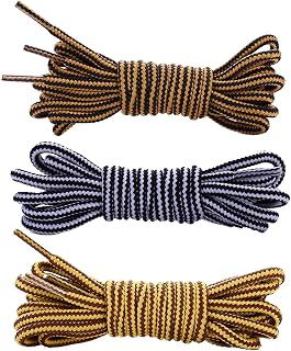 Round Boot Shoes Laces, 3 Pairs Heavy Duty Durable Outdoor Climbing Shoelaces Hiking Shoe Laces Shoestrings