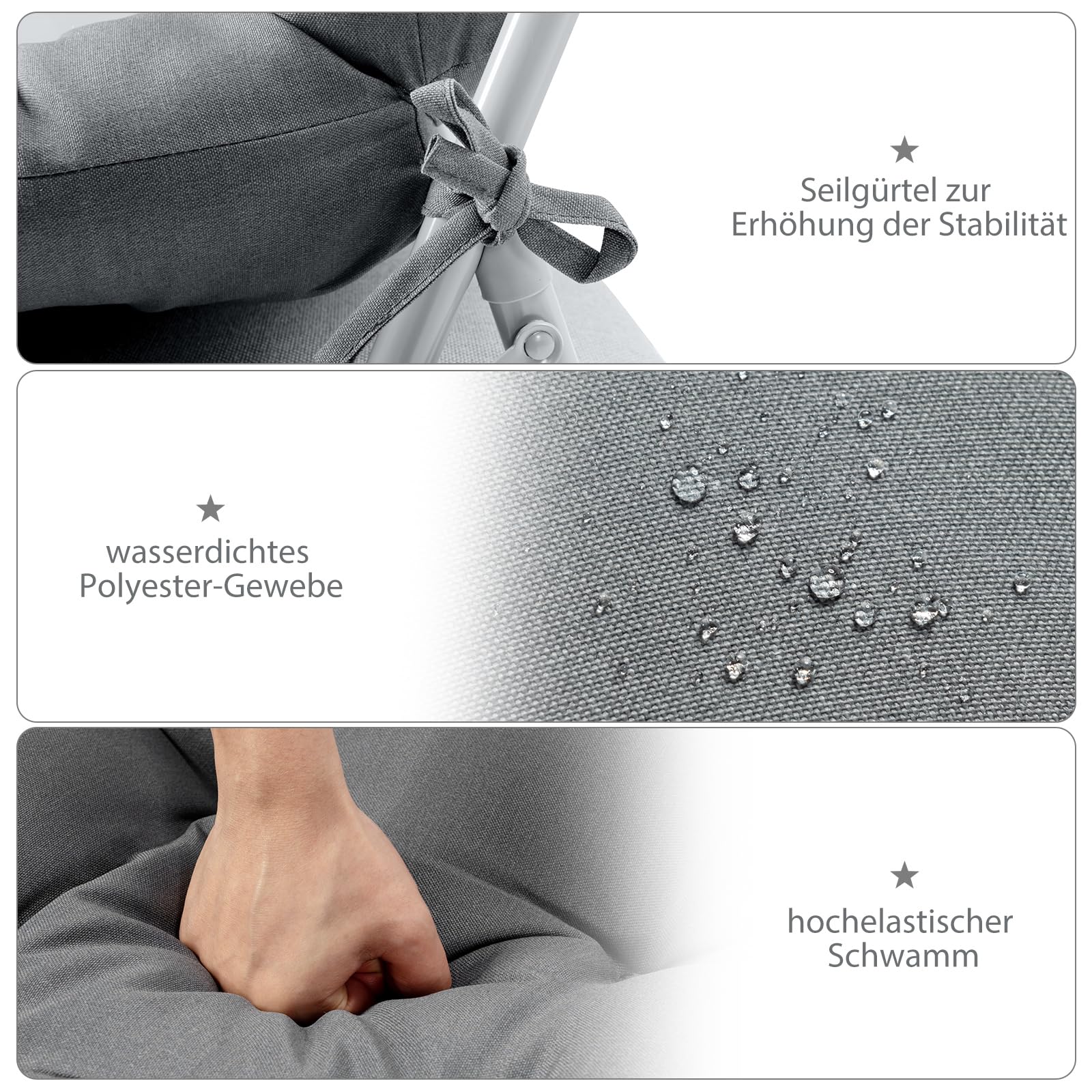 COSTWAY Gartenstuhl Hochlehner Auflagen 2er Set, Sitzkissen 56,5x51,5x12 cm + Rückenlehne 56,5x64,5 cm, Outdoor Sitzpolster Sitzauflage Stuhlauflagen Auflagen für Gartenstuhl und Rattanmöbel (Grau)