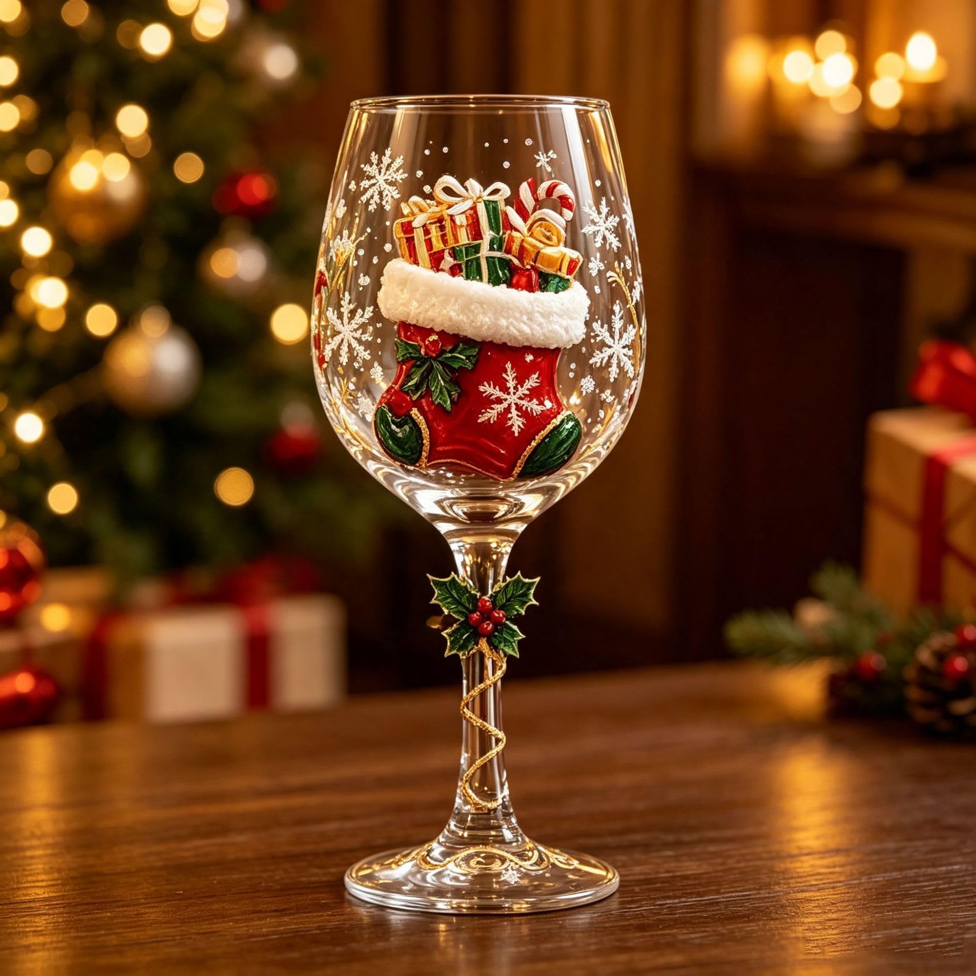 6Pcs Navidad Copas De Vino Set 3D Criado Santa Corona Corona Árbol Almacenamiento Trineo Diseño Festivo Decoración De Vacaciones Regalo para La Mesa De Fiesta del Hogar