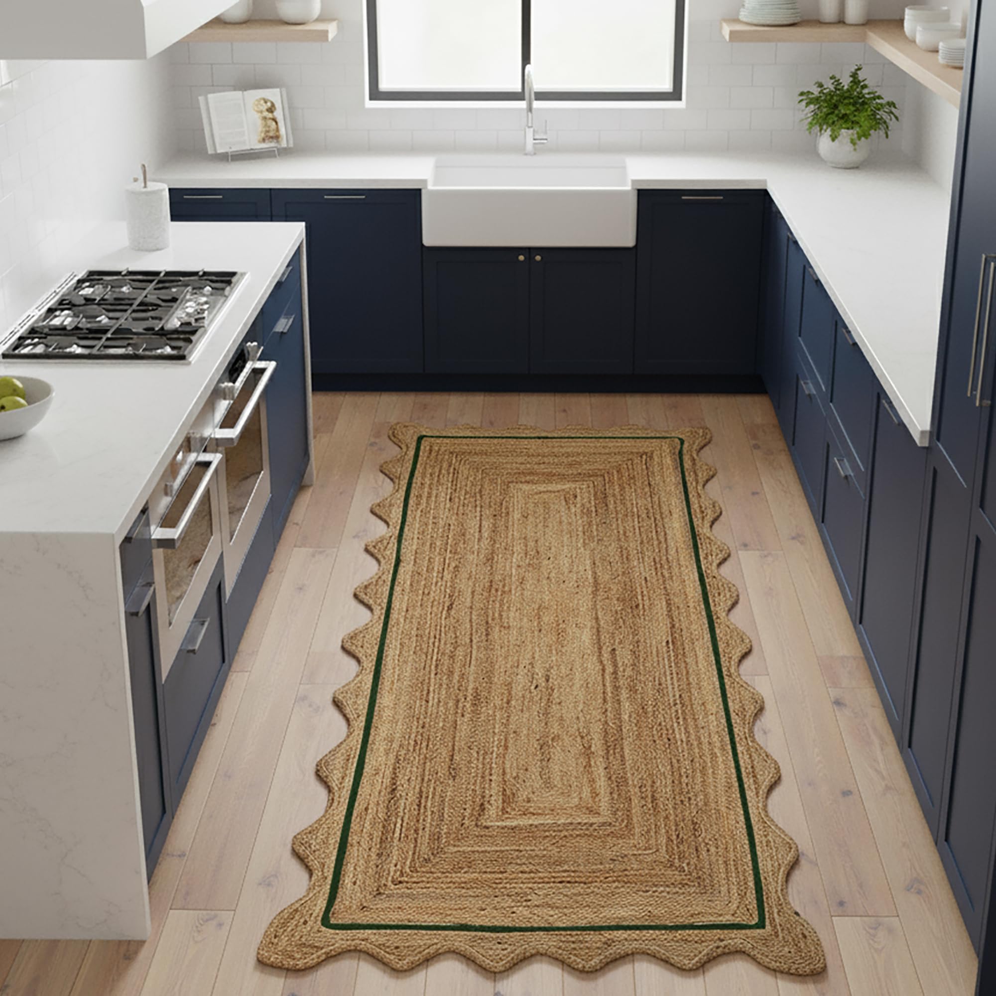 Tapis indien en jute festonné à la main pour chambre à coucher, 1,2 x 1,2 m, style bohème en jute et chanvre pour pendaison de crémaillère