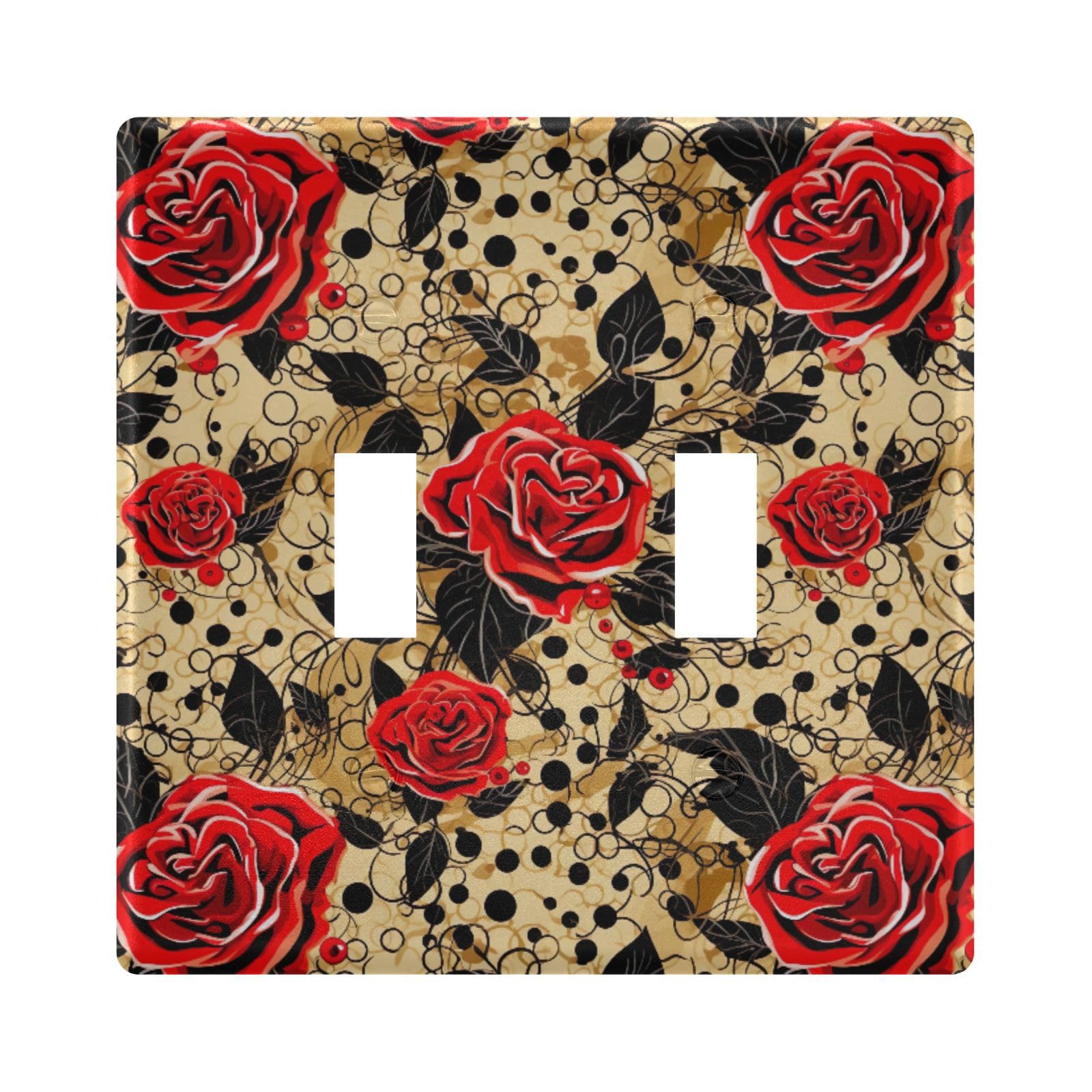 UMIRIKO Red Rose Light Switch Cover Plate Covers Decorative Double Toggle Home Decor 202a8536