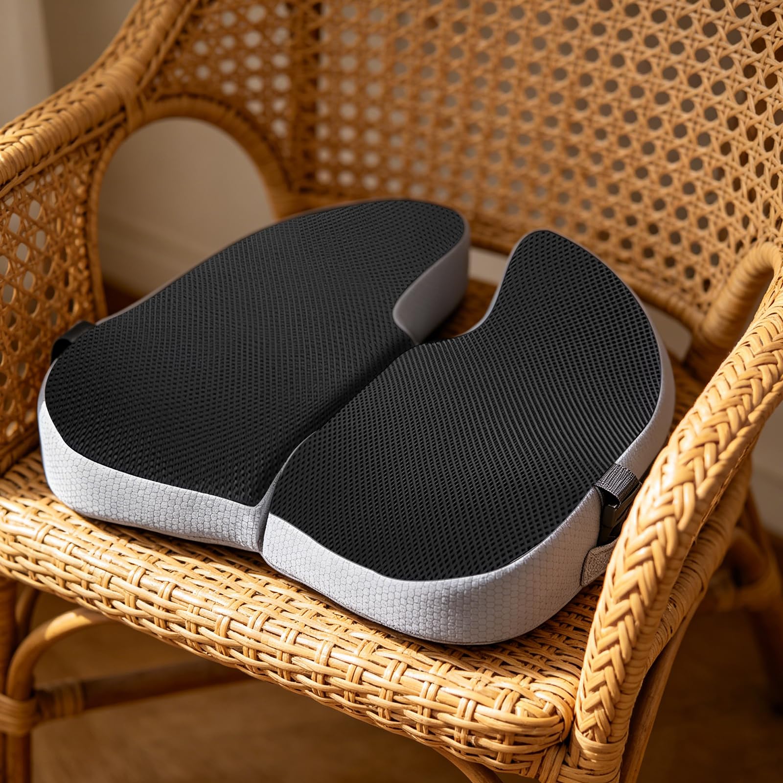 Cuscino pieghevole traspirante in memory foam per ufficio, protezione per i fianchi, cuscino da viaggio, nero, antiscivolo