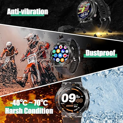 Miniatura 3 de Reloj inteligente para hombre (recepción de llamadasmarcación), reloj inteligente táctico HD resistente de 1.32 pulgadas para exteriores, reloj