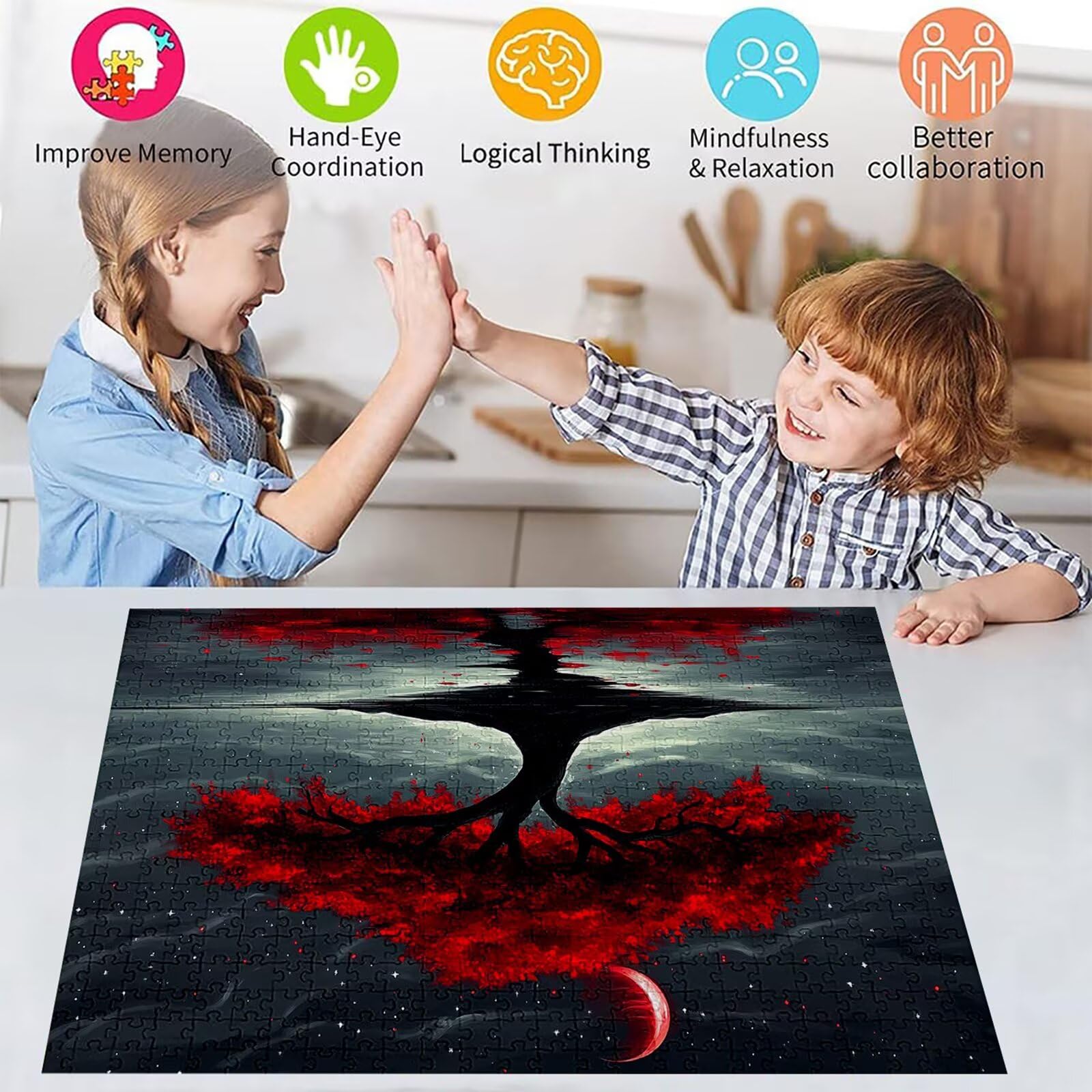 Puzzle 3000 elementów Krajobraz Drzewo dla dorosłych 122 x 81 cm Unikalne Rzemiosło Klasyczne 3D Drewniana układanka do rodzinnych gier aktywnych, układanka zrób to sam do dekoracji ścian domu